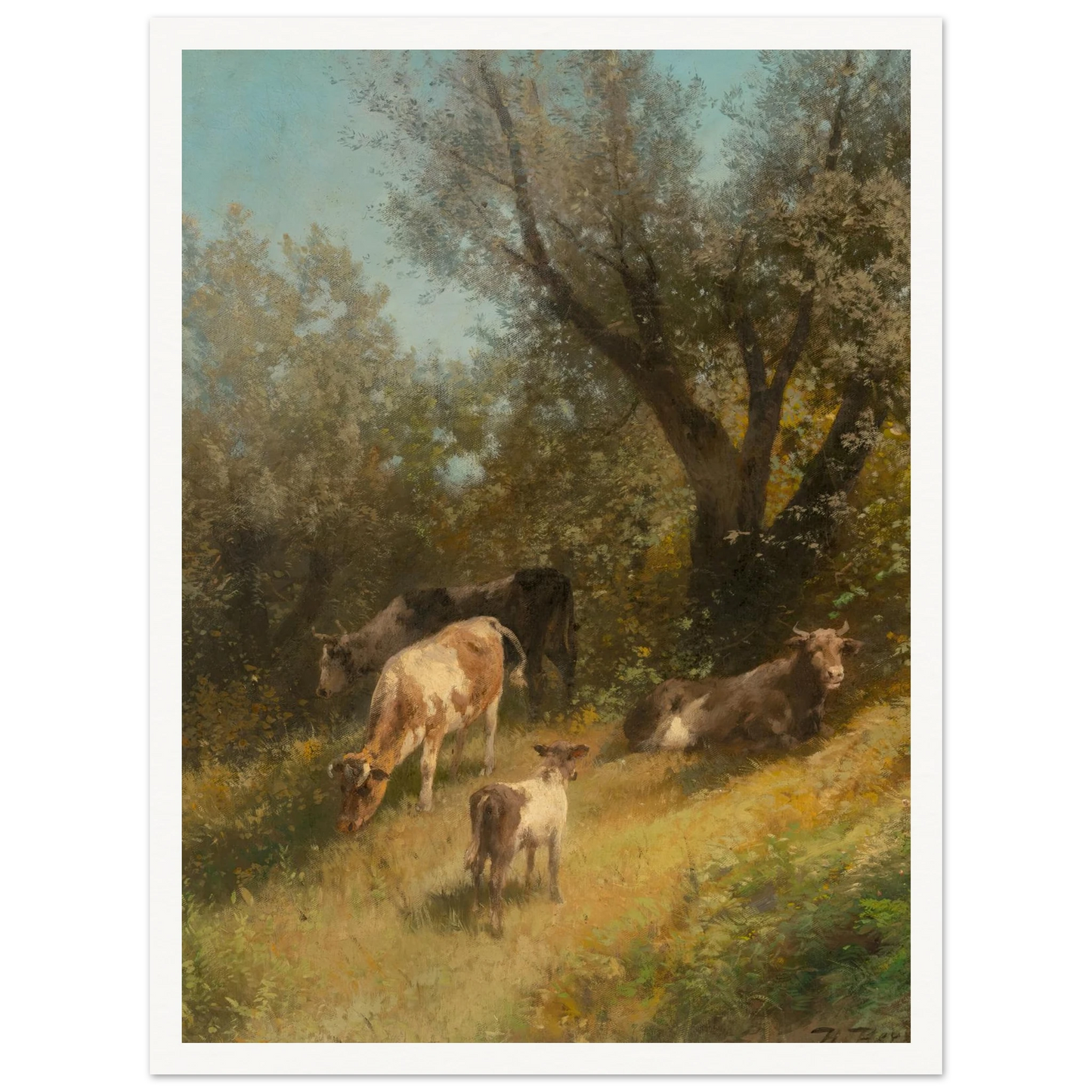 Summer grazing, Chester County Art Print | Hermann Ottomar Herzog - Framed Poster - 30x40 cm / 12x16″ - Black frame