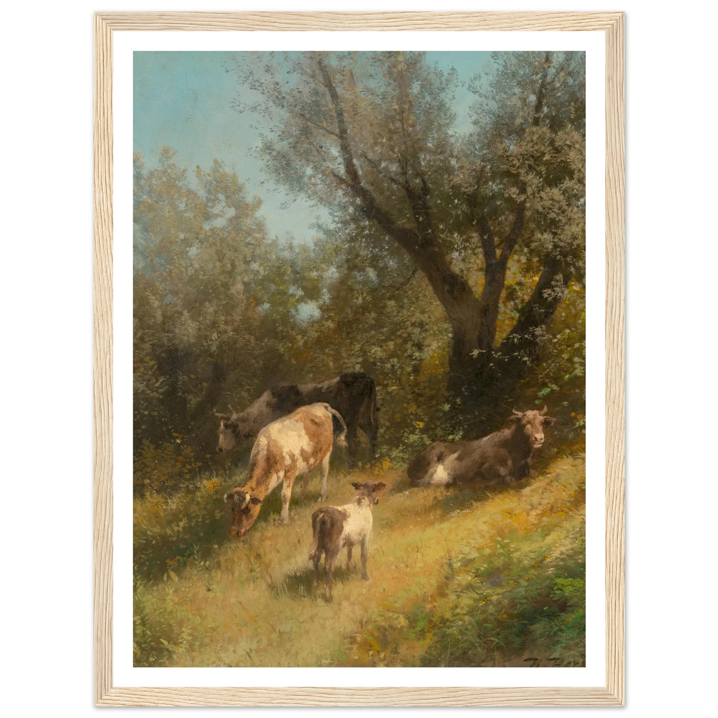 Summer grazing, Chester County Art Print | Hermann Ottomar Herzog - Framed Poster - 30x40 cm / 12x16″ - Black frame