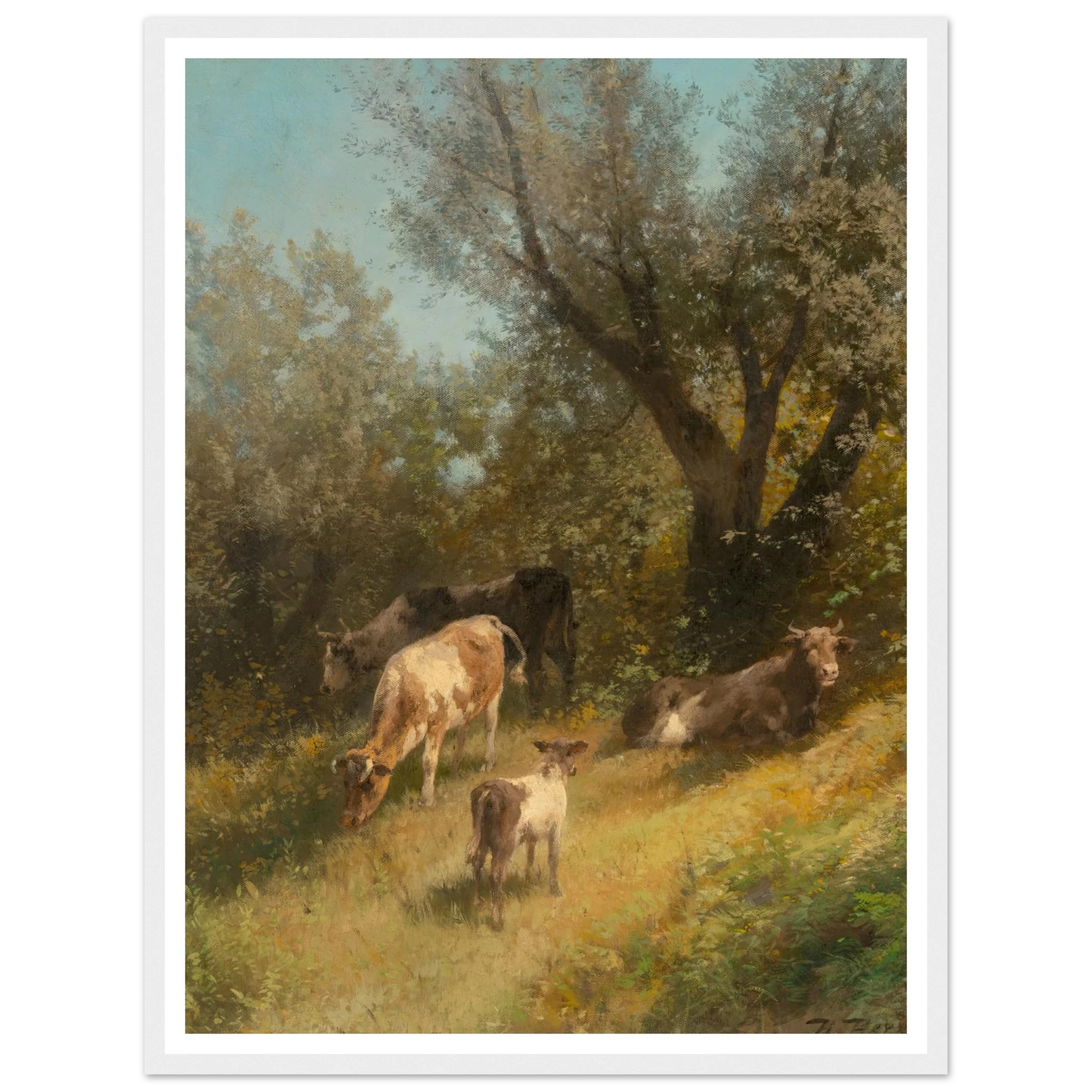 Summer grazing, Chester County Art Print | Hermann Ottomar Herzog - Framed Poster - 30x40 cm / 12x16″ - Black frame