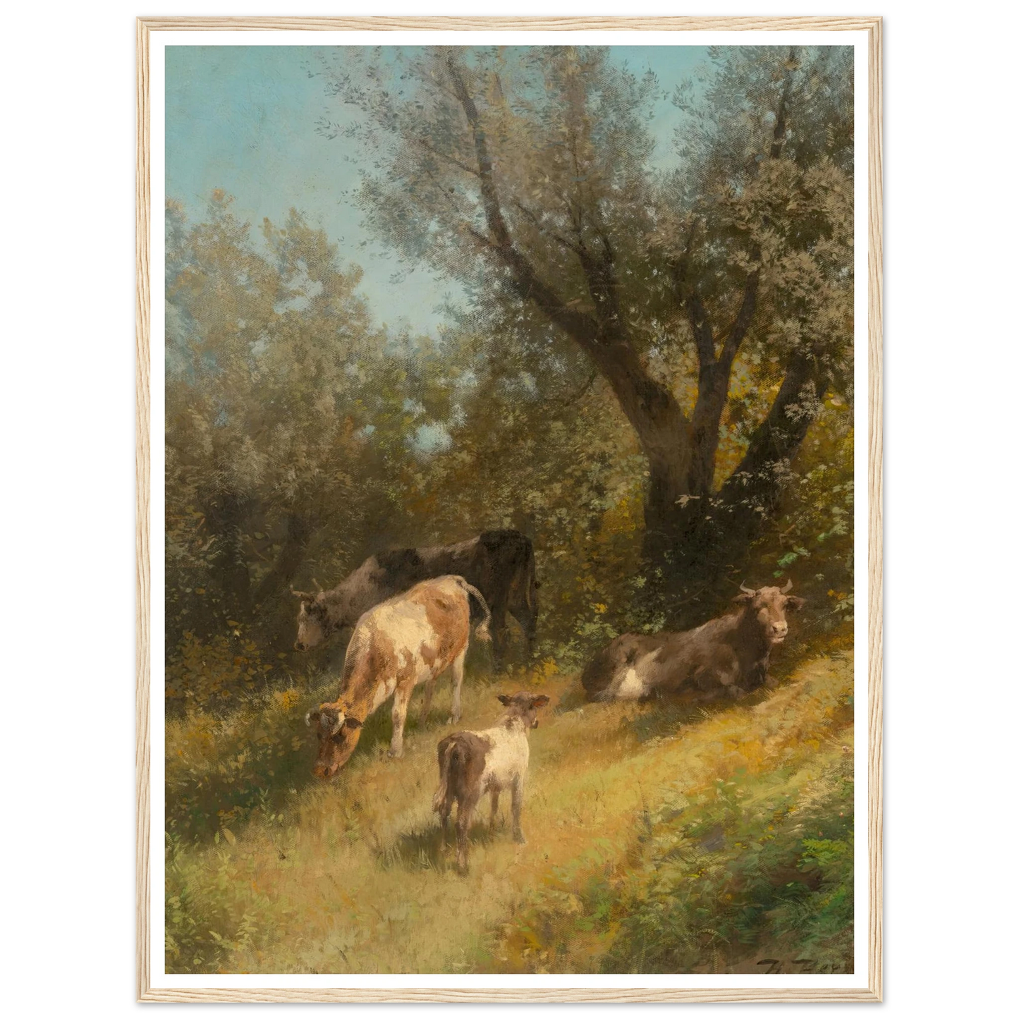 Summer grazing, Chester County Art Print | Hermann Ottomar Herzog - Framed Poster - 30x40 cm / 12x16″ - Black frame
