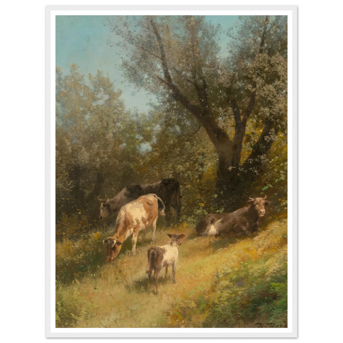 Summer grazing, Chester County Art Print | Hermann Ottomar Herzog - Framed Poster - 30x40 cm / 12x16″ - Black frame