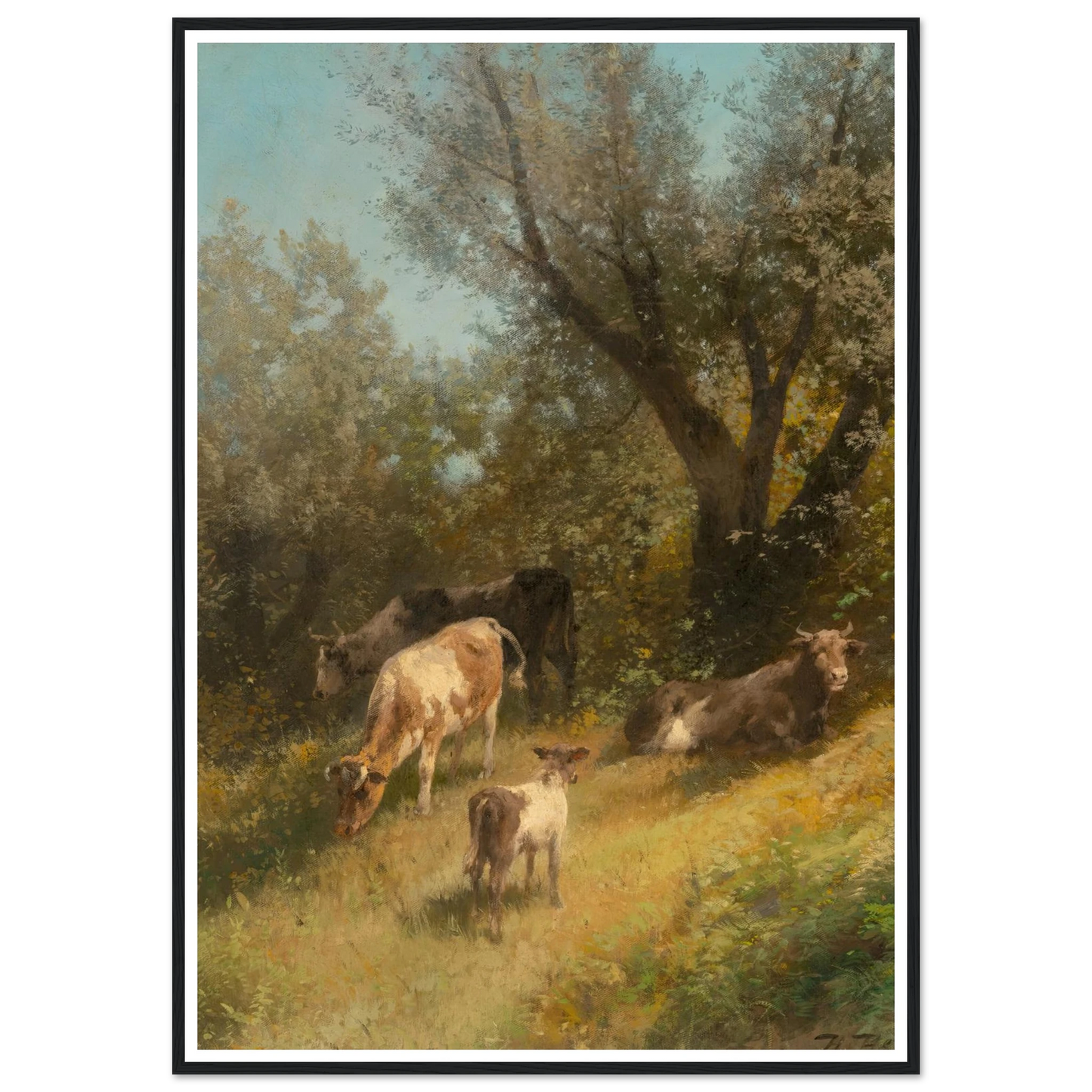 Summer grazing, Chester County Art Print | Hermann Ottomar Herzog - Framed Poster - 30x40 cm / 12x16″ - Black frame
