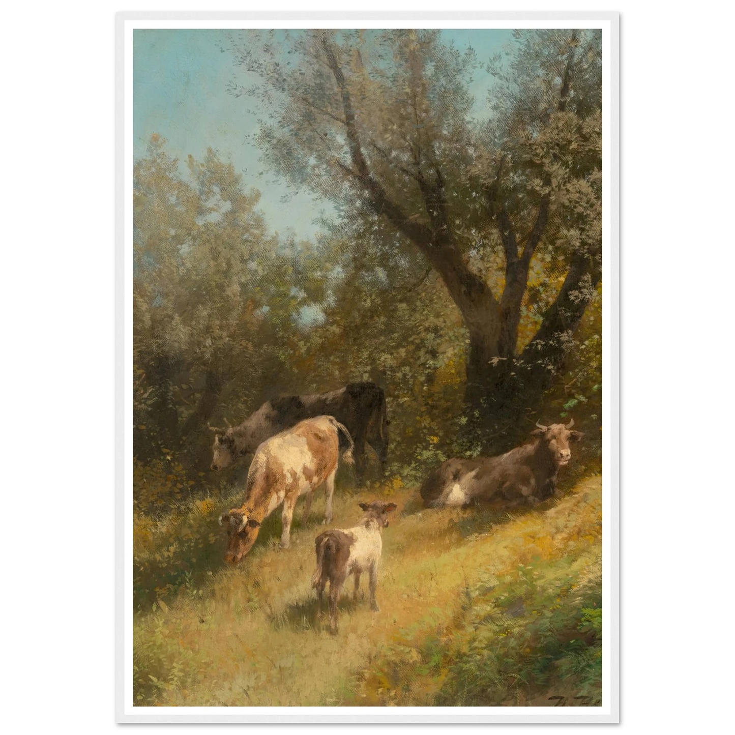 Summer grazing, Chester County Art Print | Hermann Ottomar Herzog - Framed Poster - 30x40 cm / 12x16″ - Black frame