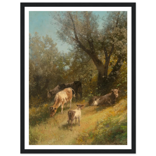 Summer grazing, Chester County Art Print | Hermann Ottomar Herzog - Framed Poster - 30x40 cm / 12x16″ - Black frame