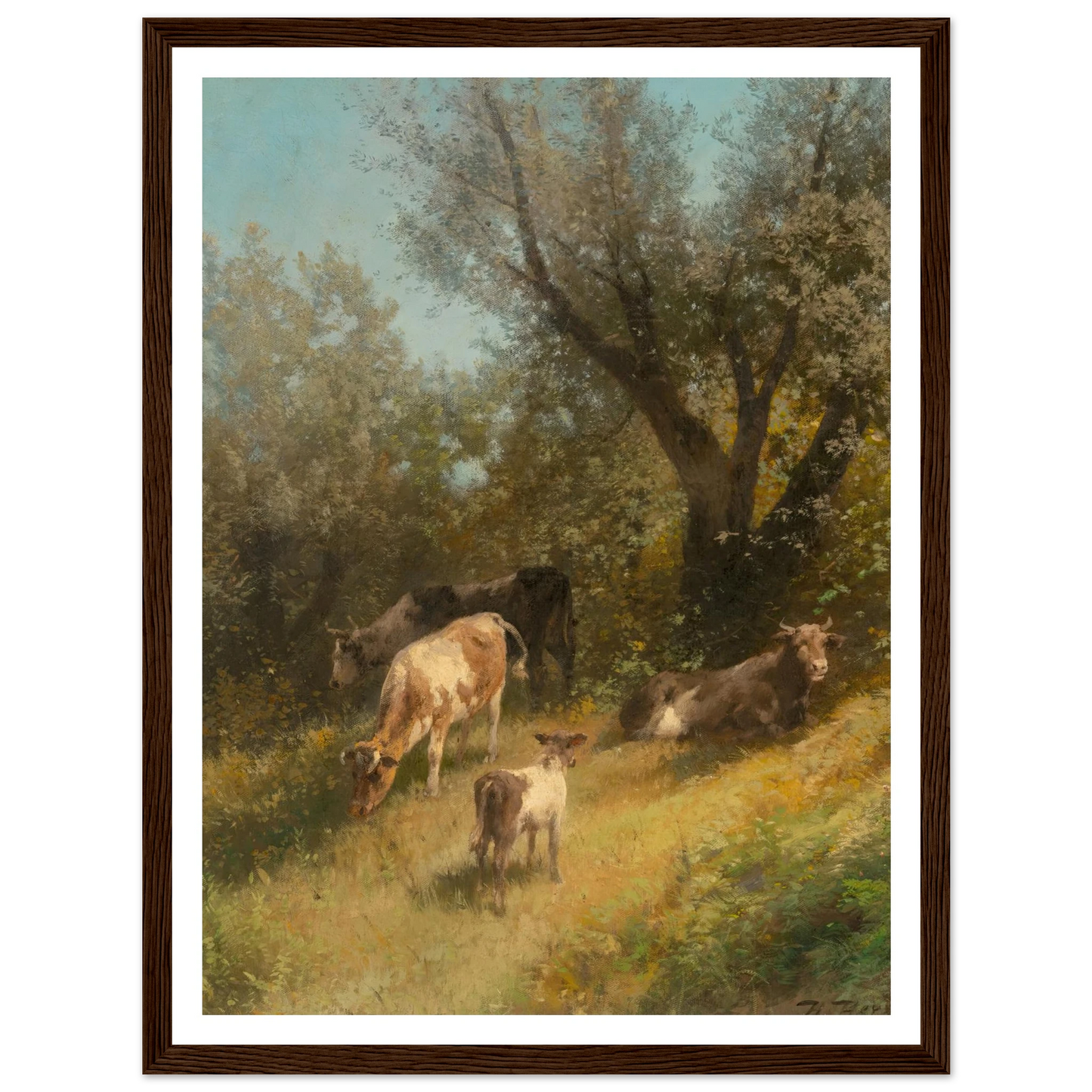 Summer grazing, Chester County Art Print | Hermann Ottomar Herzog - Framed Poster - 30x40 cm / 12x16″ - Black frame