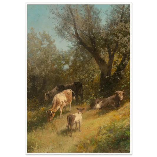 Summer grazing, Chester County Art Print | Hermann Ottomar Herzog - Framed Poster - 30x40 cm / 12x16″ - Black frame