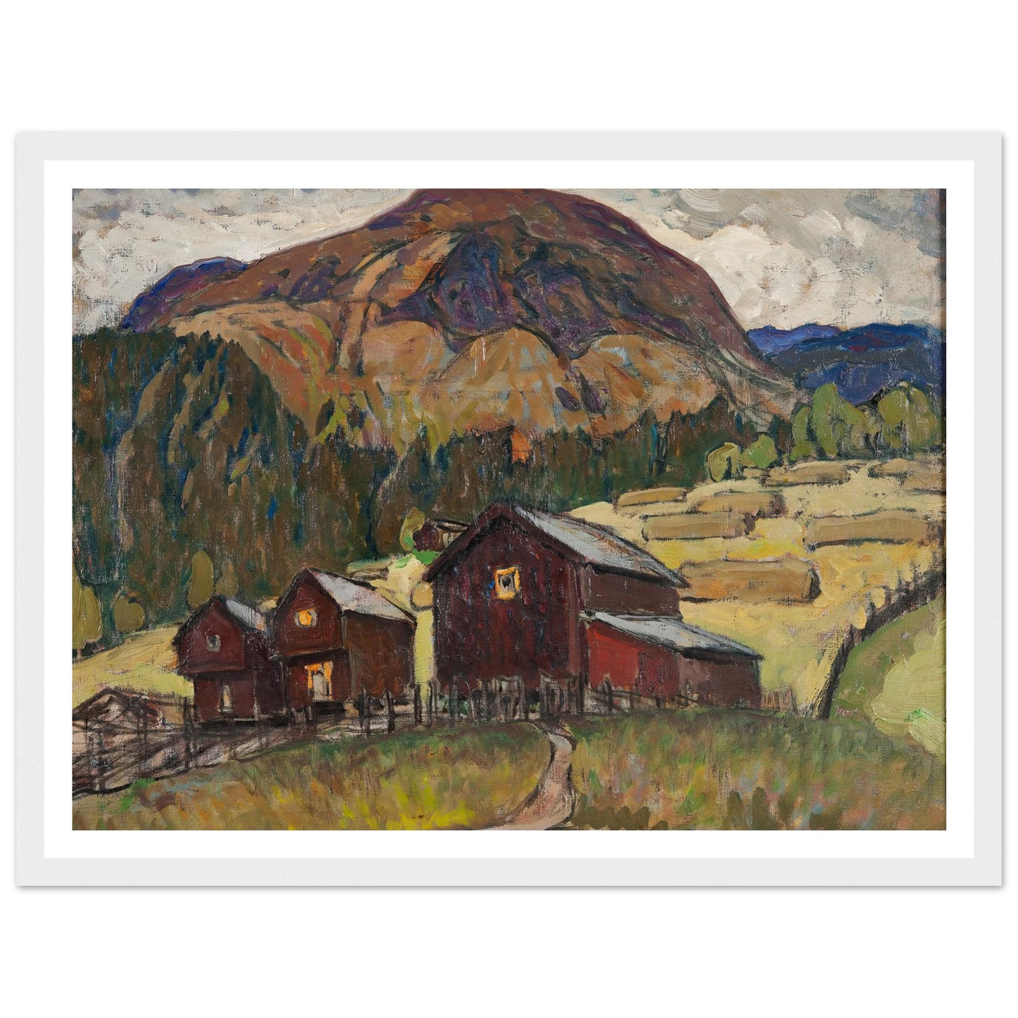 Summer Landscape with Shielings. Study from North Norway Art Print | Anna Boberg - Framed Poster - 30x40 cm / 12x16″ - Black frame