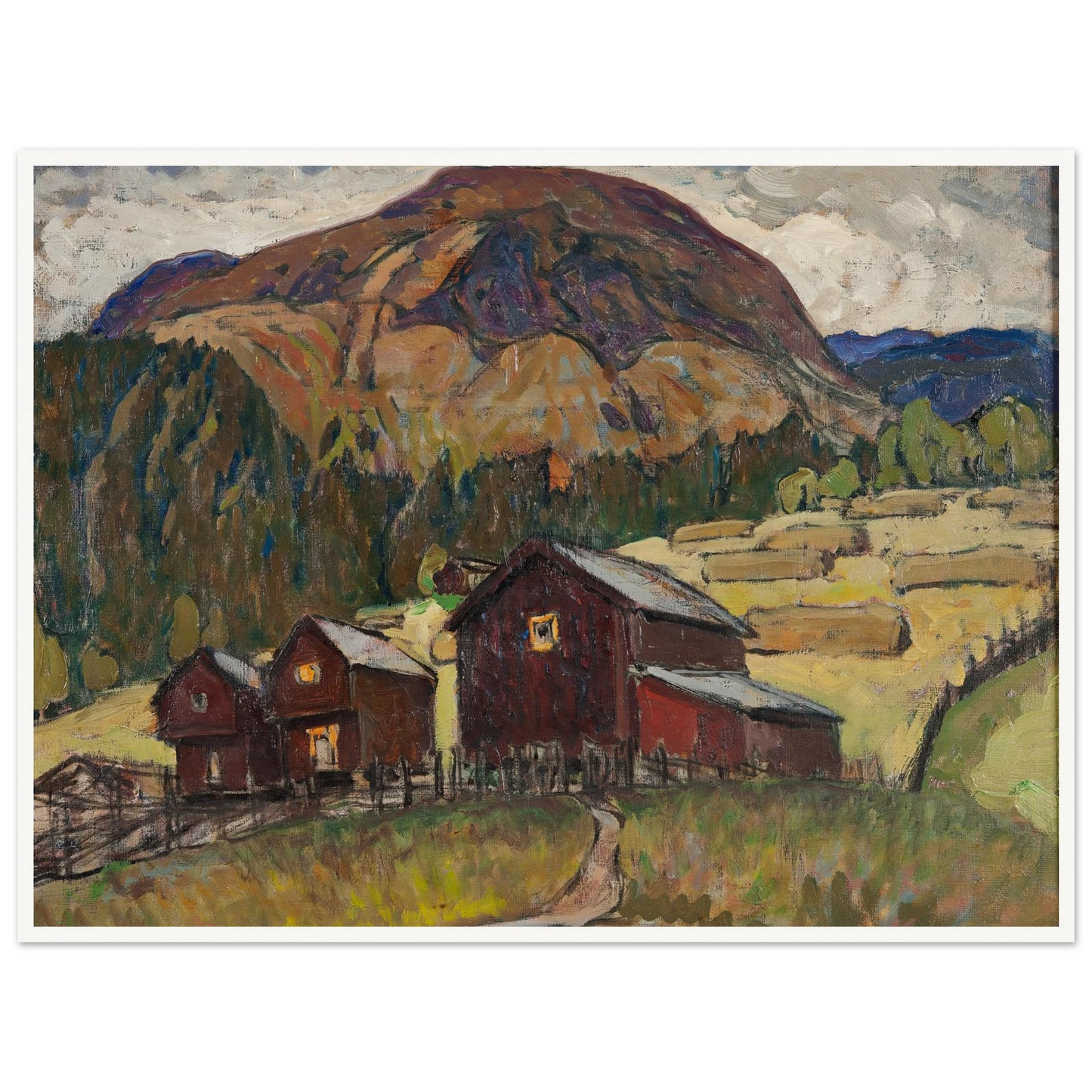 Summer Landscape with Shielings. Study from North Norway Art Print | Anna Boberg - Framed Poster - 30x40 cm / 12x16″ - Black frame