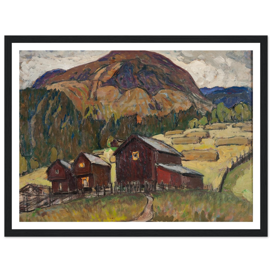 Summer Landscape with Shielings. Study from North Norway Art Print | Anna Boberg - Framed Poster - 30x40 cm / 12x16″ - Black frame