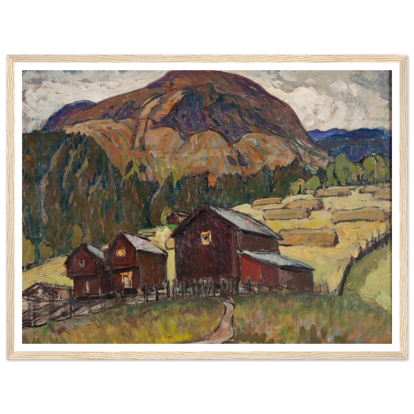 Summer Landscape with Shielings. Study from North Norway Art Print | Anna Boberg - Framed Poster - 30x40 cm / 12x16″ - Black frame