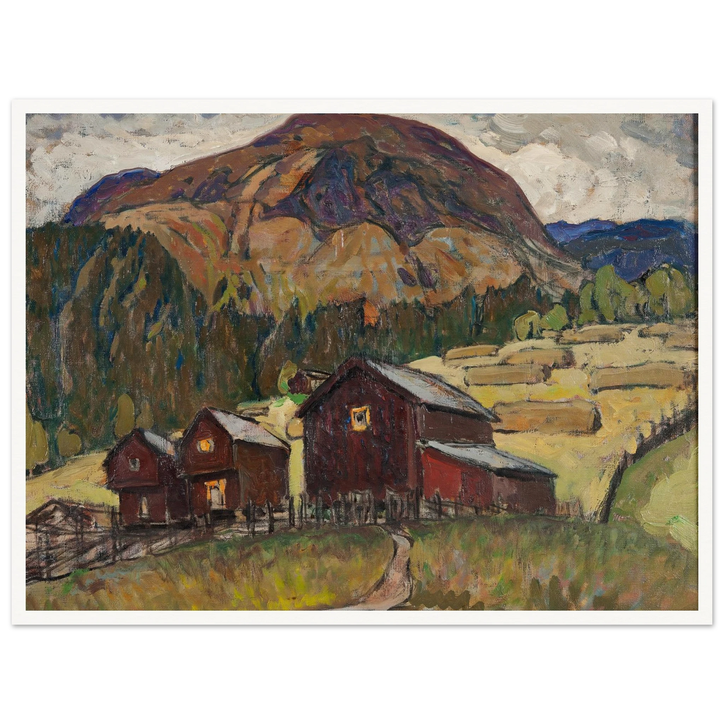 Summer Landscape with Shielings. Study from North Norway Art Print | Anna Boberg - Framed Poster - 30x40 cm / 12x16″ - Black frame