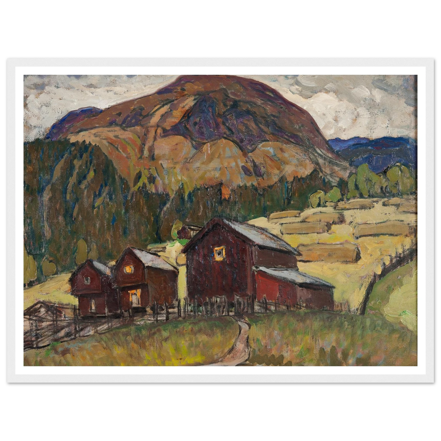 Summer Landscape with Shielings. Study from North Norway Art Print | Anna Boberg - Framed Poster - 30x40 cm / 12x16″ - Black frame