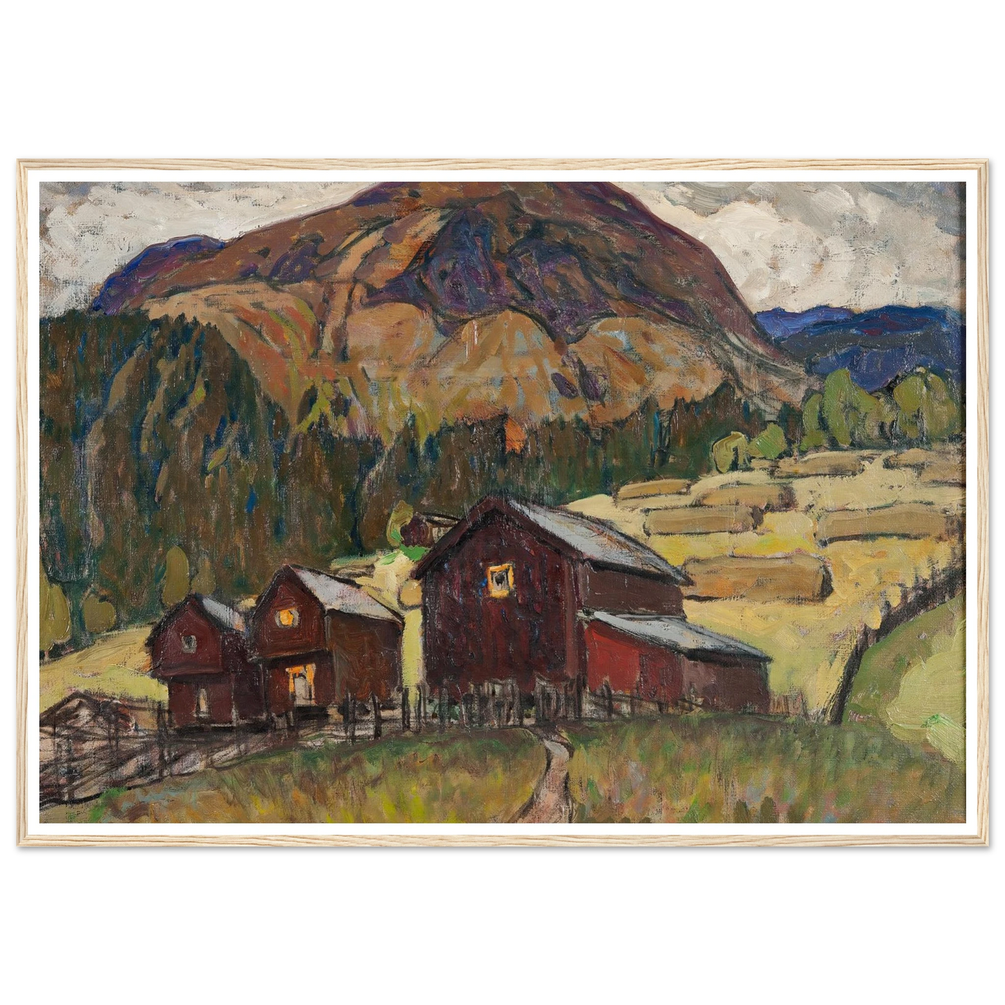Summer Landscape with Shielings. Study from North Norway Art Print | Anna Boberg - Framed Poster - 30x40 cm / 12x16″ - Black frame
