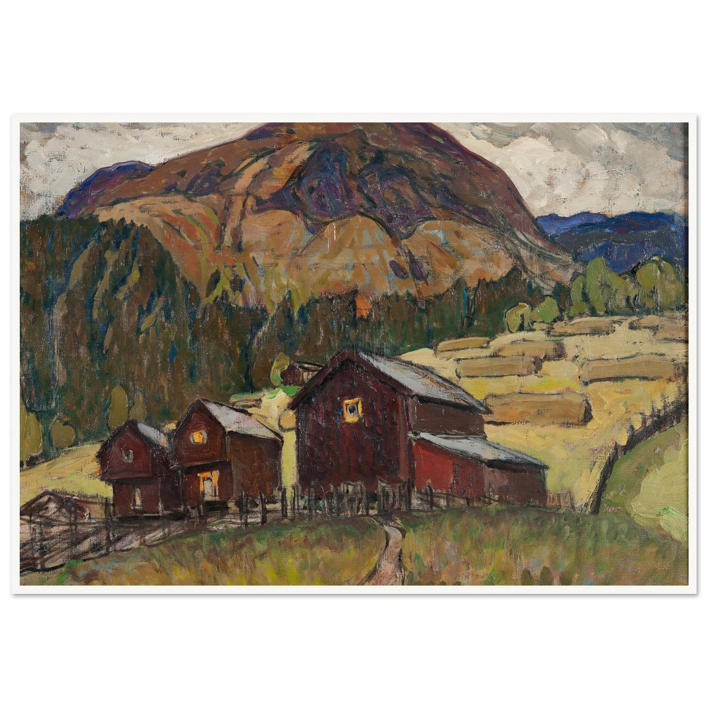 Summer Landscape with Shielings. Study from North Norway Art Print | Anna Boberg - Framed Poster - 30x40 cm / 12x16″ - Black frame