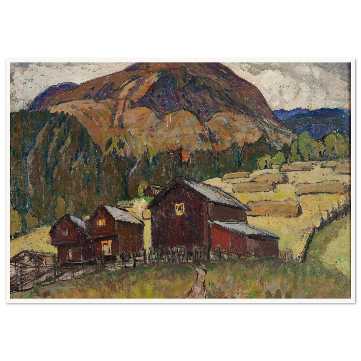 Summer Landscape with Shielings. Study from North Norway Art Print | Anna Boberg - Framed Poster - 30x40 cm / 12x16″ - Black frame