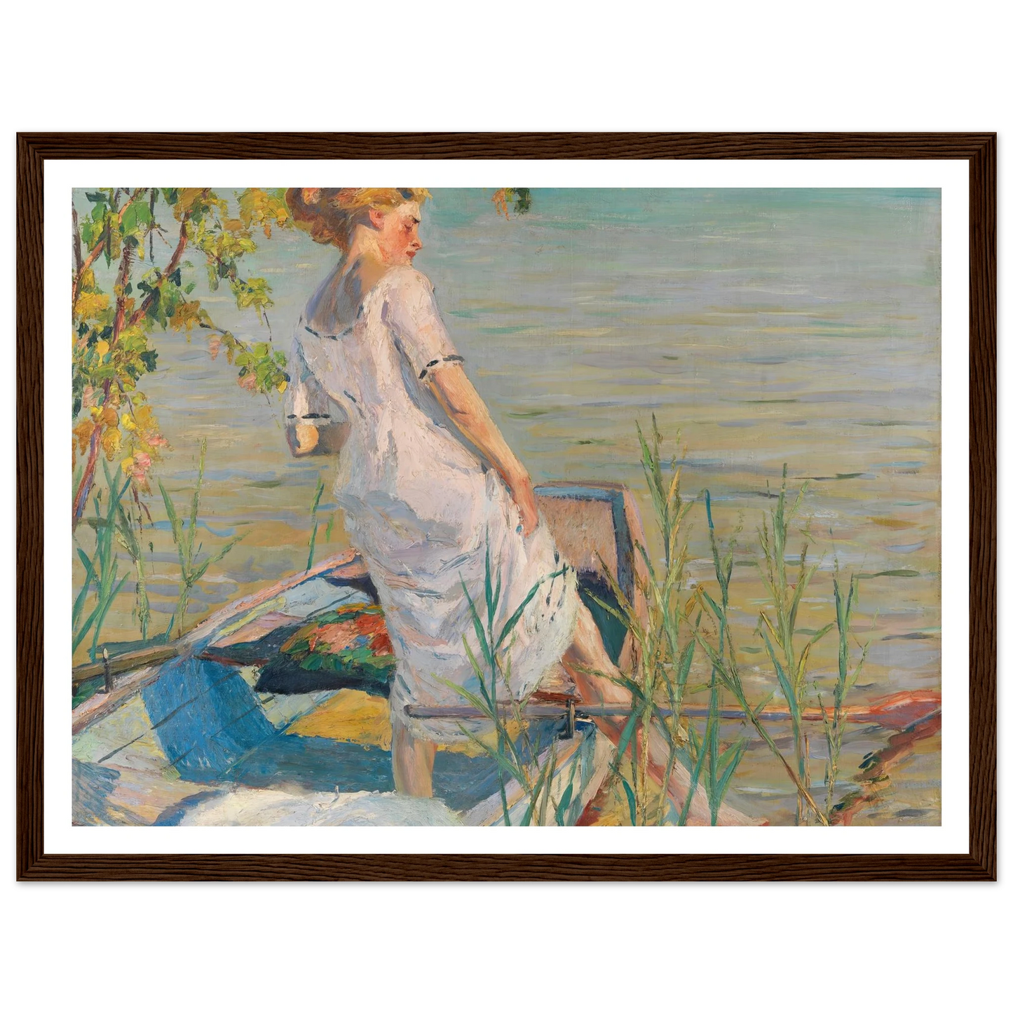 Summer morning on Lake Starnberg (1920-25) Art Print | Edward Cucuel - Framed Poster - 30x40 cm / 12x16″ - Black frame