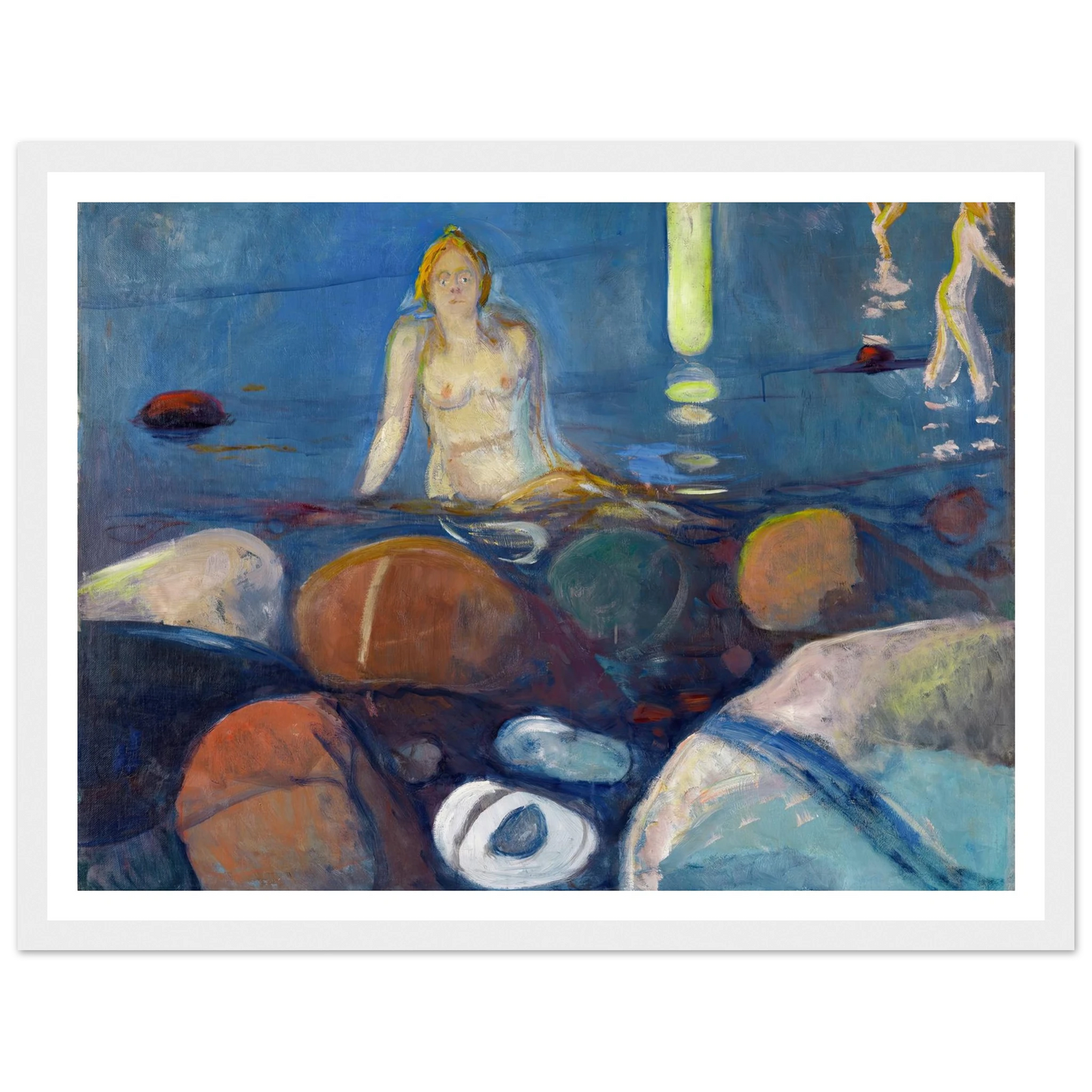 Summer Night. Mermaid (1893) Art Print | Edvard Munch - Framed Poster - 30x40 cm / 12x16″ - Black frame
