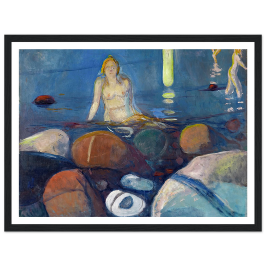Summer Night. Mermaid (1893) Art Print | Edvard Munch - Framed Poster - 30x40 cm / 12x16″ - Black frame