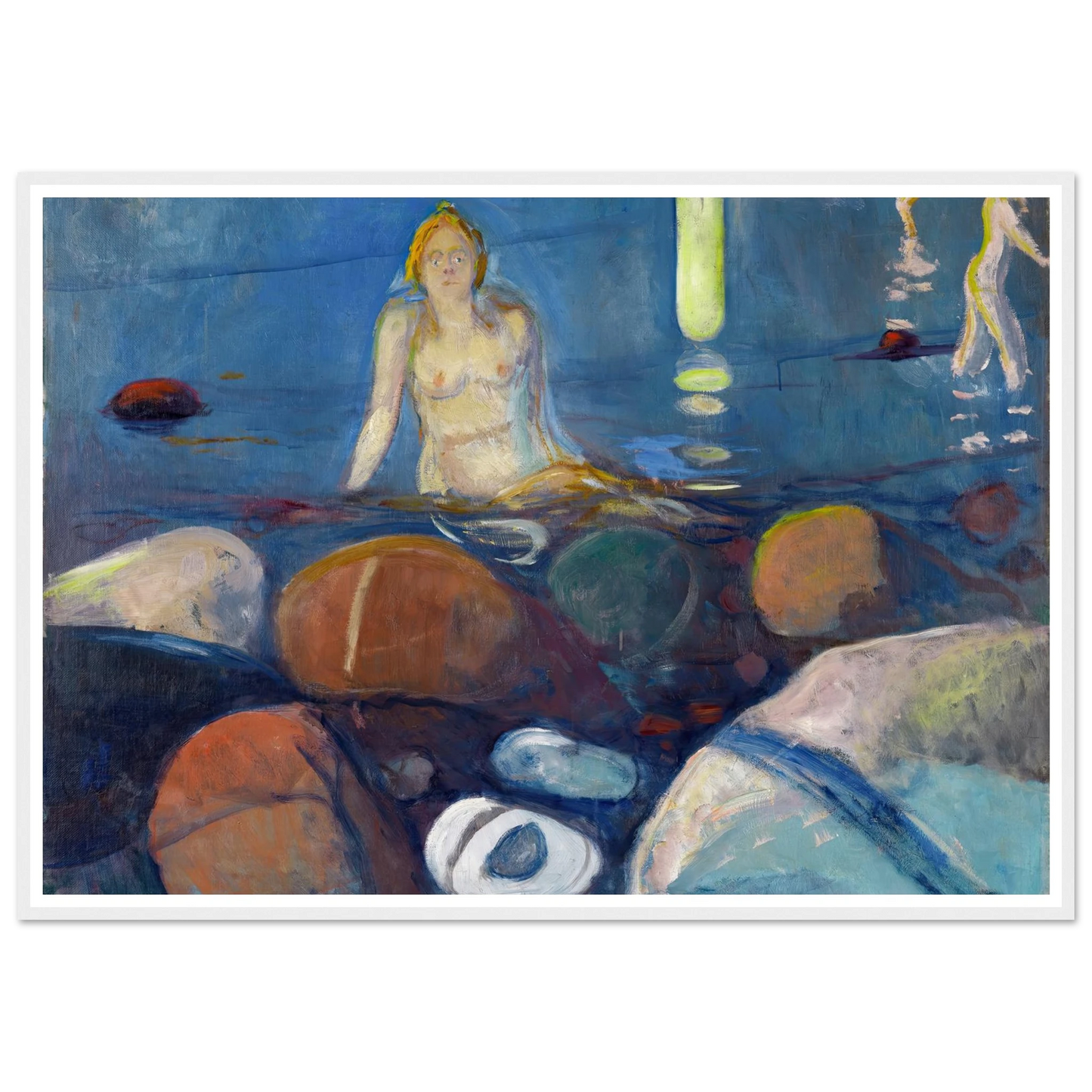Summer Night. Mermaid (1893) Art Print | Edvard Munch - Framed Poster - 30x40 cm / 12x16″ - Black frame