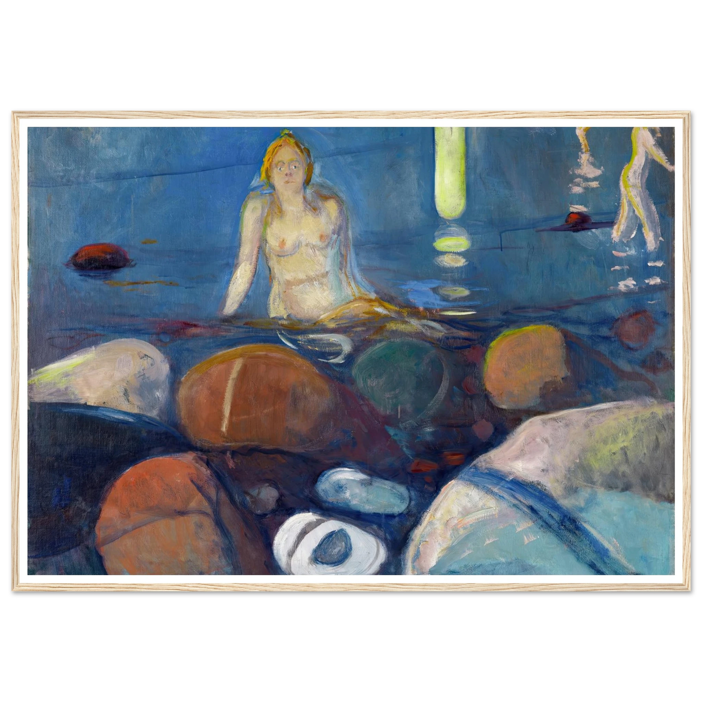 Summer Night. Mermaid (1893) Art Print | Edvard Munch - Framed Poster - 30x40 cm / 12x16″ - Black frame