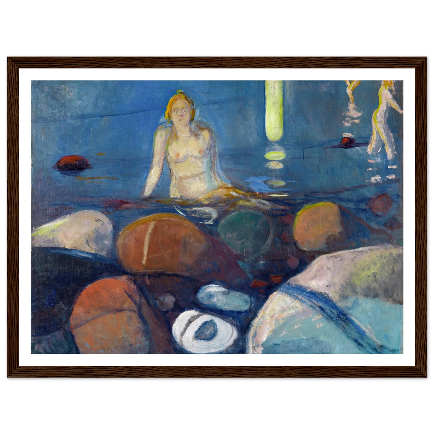 Summer Night. Mermaid (1893) Art Print | Edvard Munch - Framed Poster - 30x40 cm / 12x16″ - Black frame