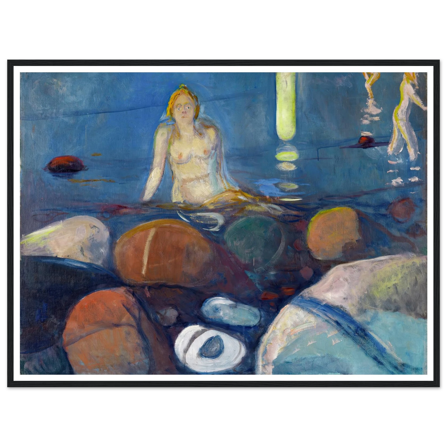 Summer Night. Mermaid (1893) Art Print | Edvard Munch - Framed Poster - 30x40 cm / 12x16″ - Black frame