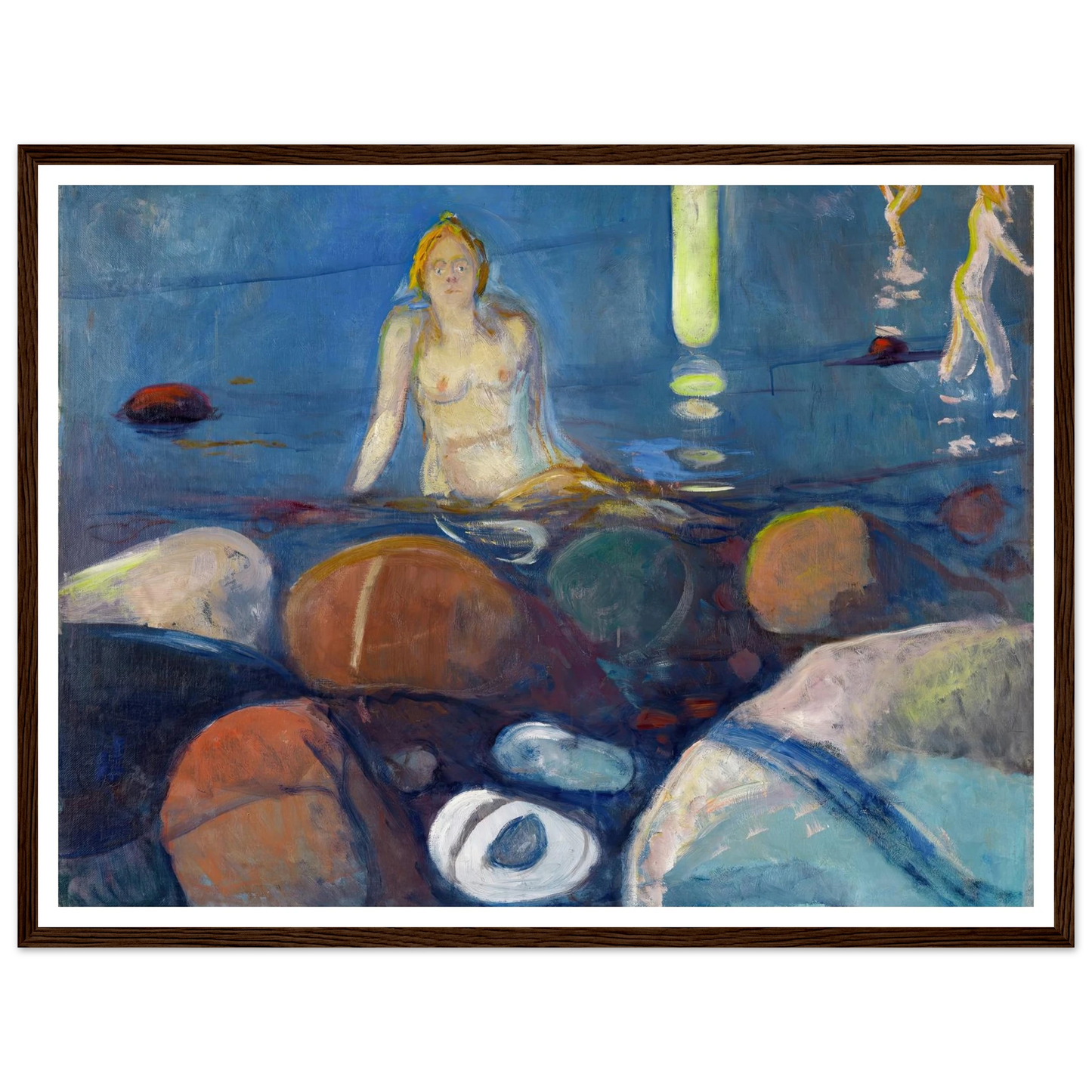 Summer Night. Mermaid (1893) Art Print | Edvard Munch - Framed Poster - 30x40 cm / 12x16″ - Black frame