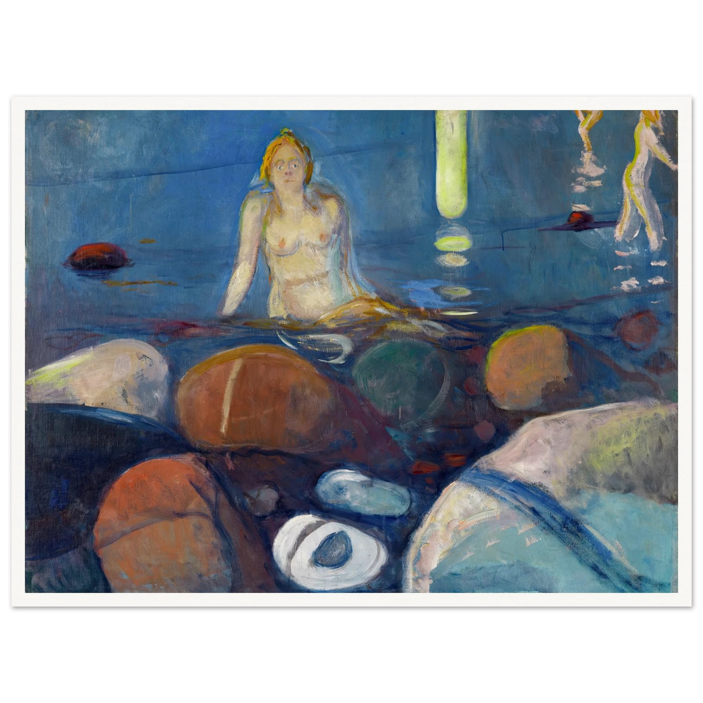 Summer Night. Mermaid (1893) Art Print | Edvard Munch - Framed Poster - 30x40 cm / 12x16″ - Black frame