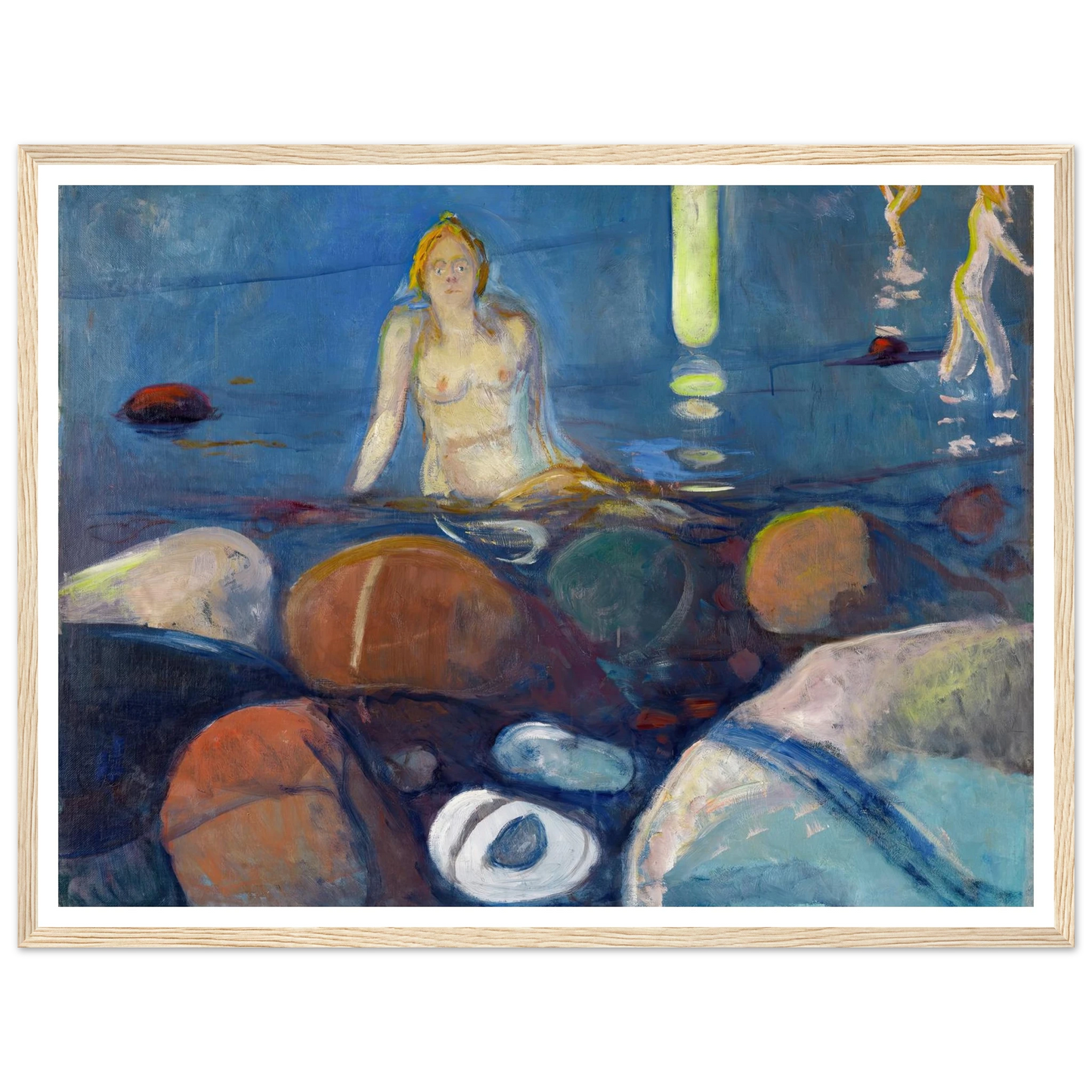 Summer Night. Mermaid (1893) Art Print | Edvard Munch - Framed Poster - 30x40 cm / 12x16″ - Black frame