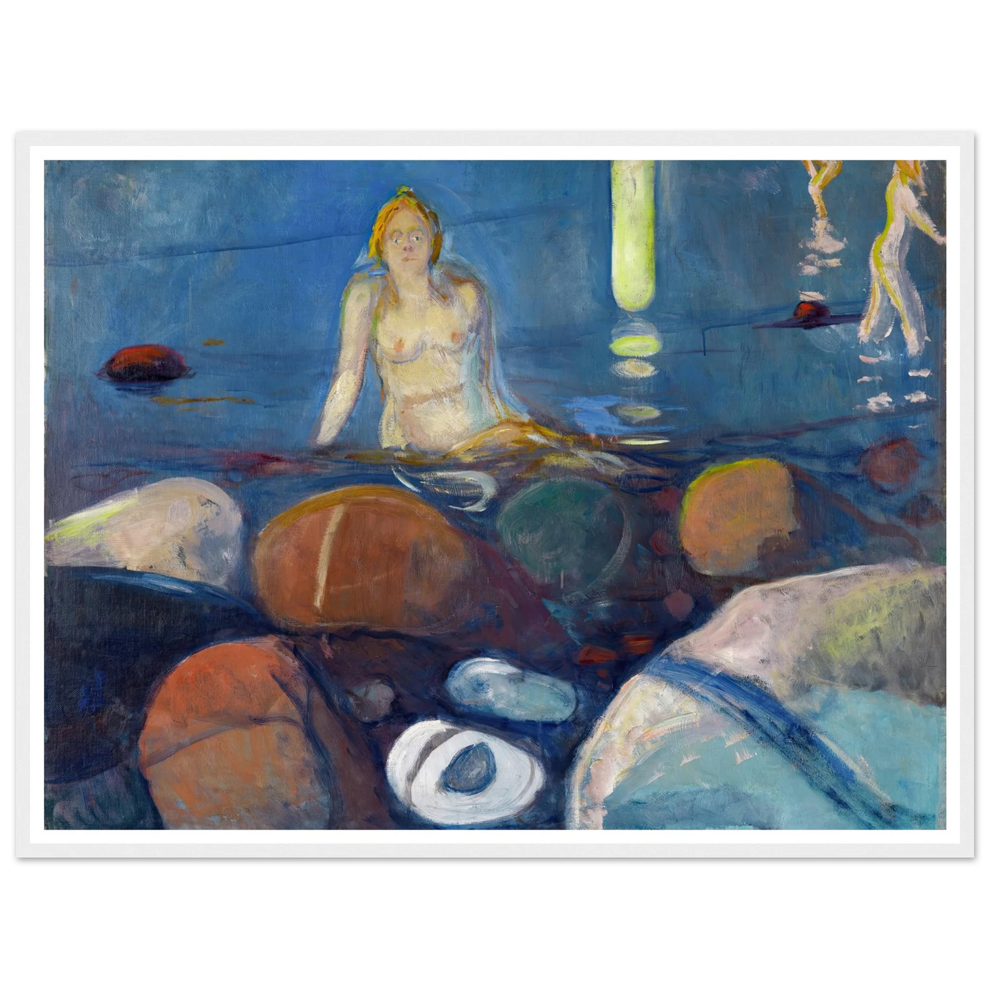 Summer Night. Mermaid (1893) Art Print | Edvard Munch - Framed Poster - 30x40 cm / 12x16″ - Black frame