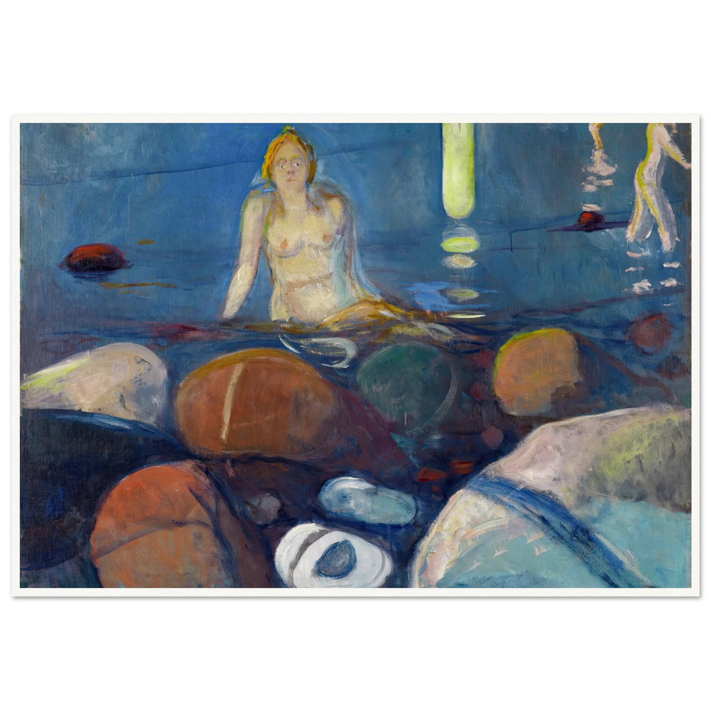 Summer Night. Mermaid (1893) Art Print | Edvard Munch - Framed Poster - 30x40 cm / 12x16″ - Black frame