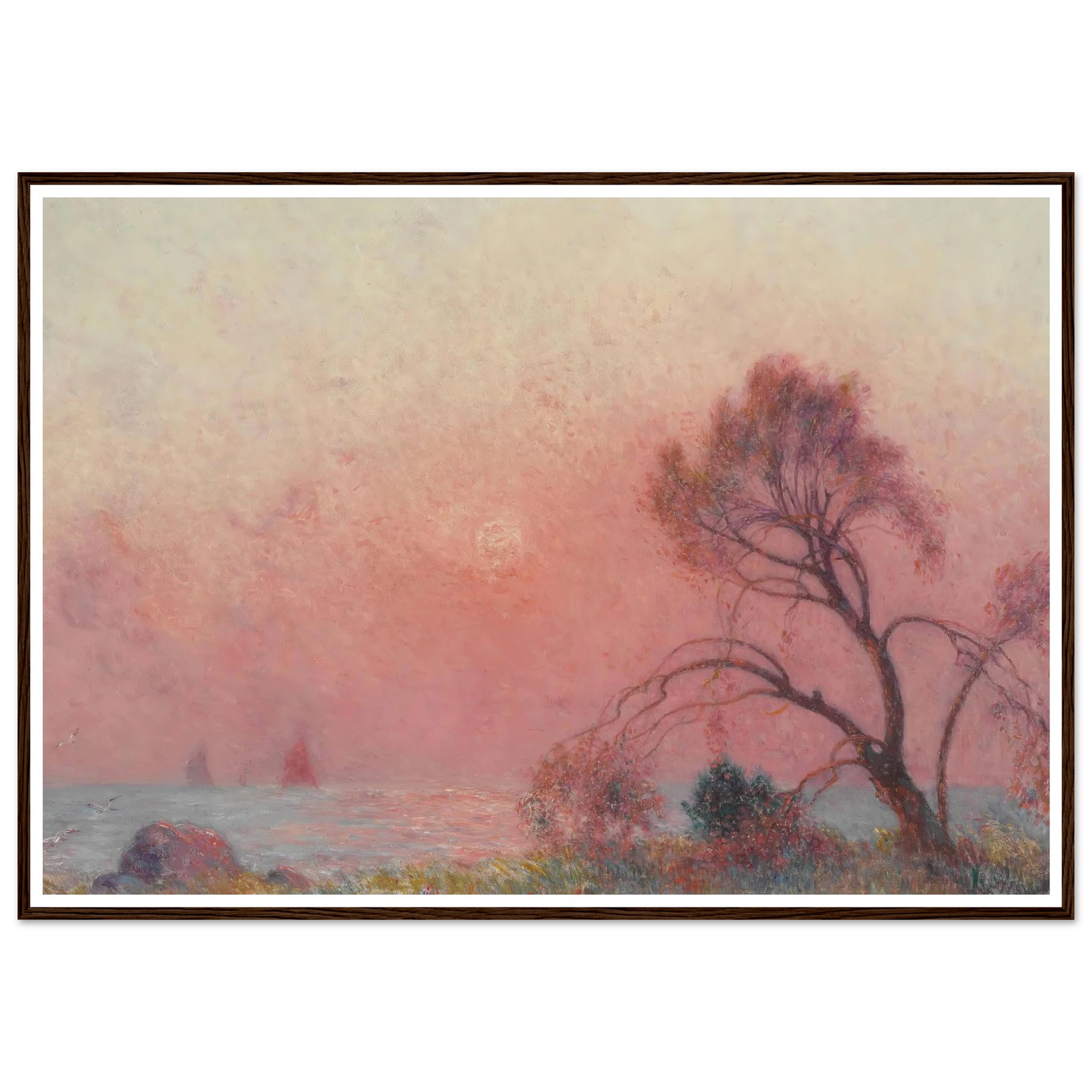 Sun Setting Over the Sea Art Print | Ferdinand du Puigaudeau - Framed Poster - 30x40 cm / 12x16″ - Black frame