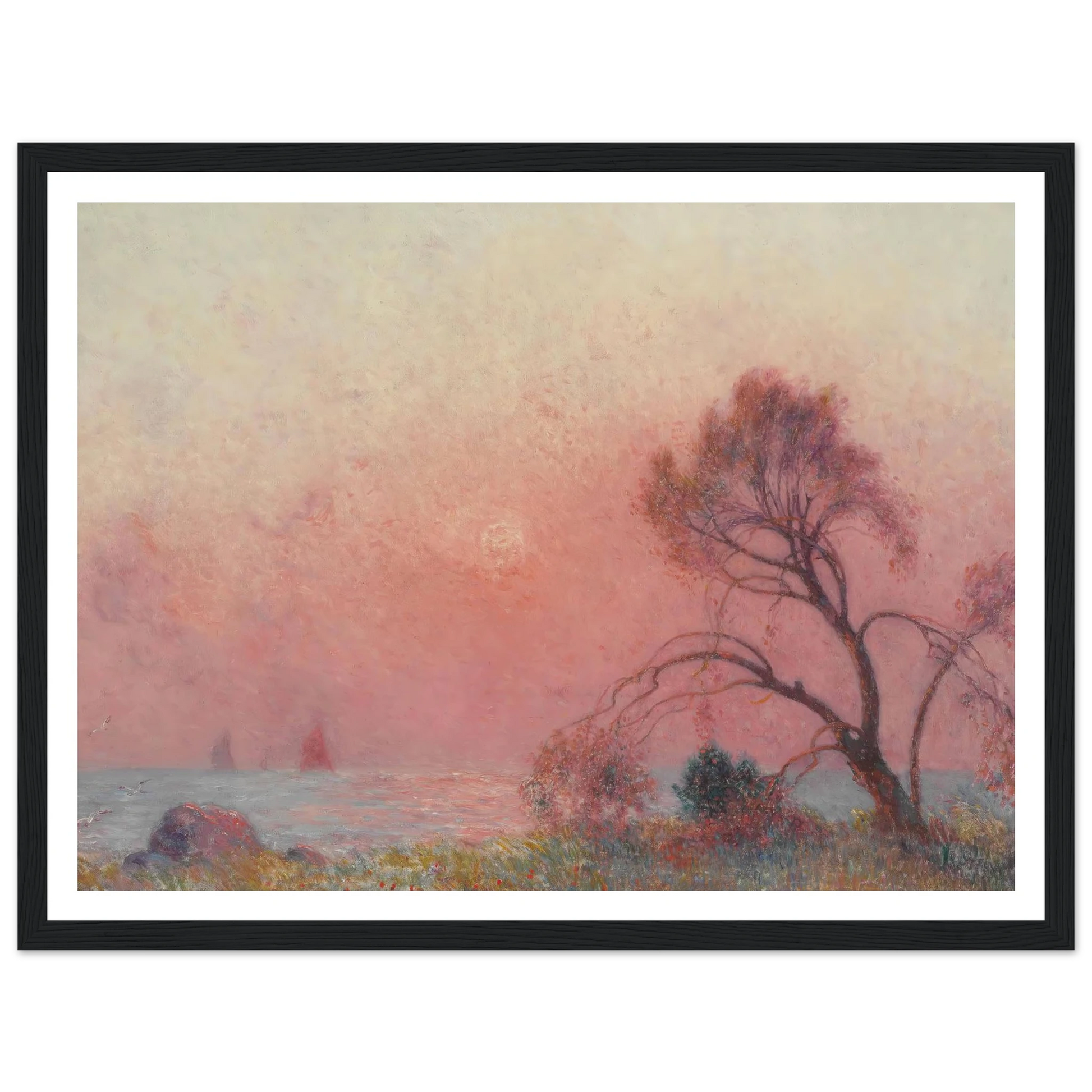 Sun Setting Over the Sea Art Print | Ferdinand du Puigaudeau - Framed Poster - 30x40 cm / 12x16″ - Black frame