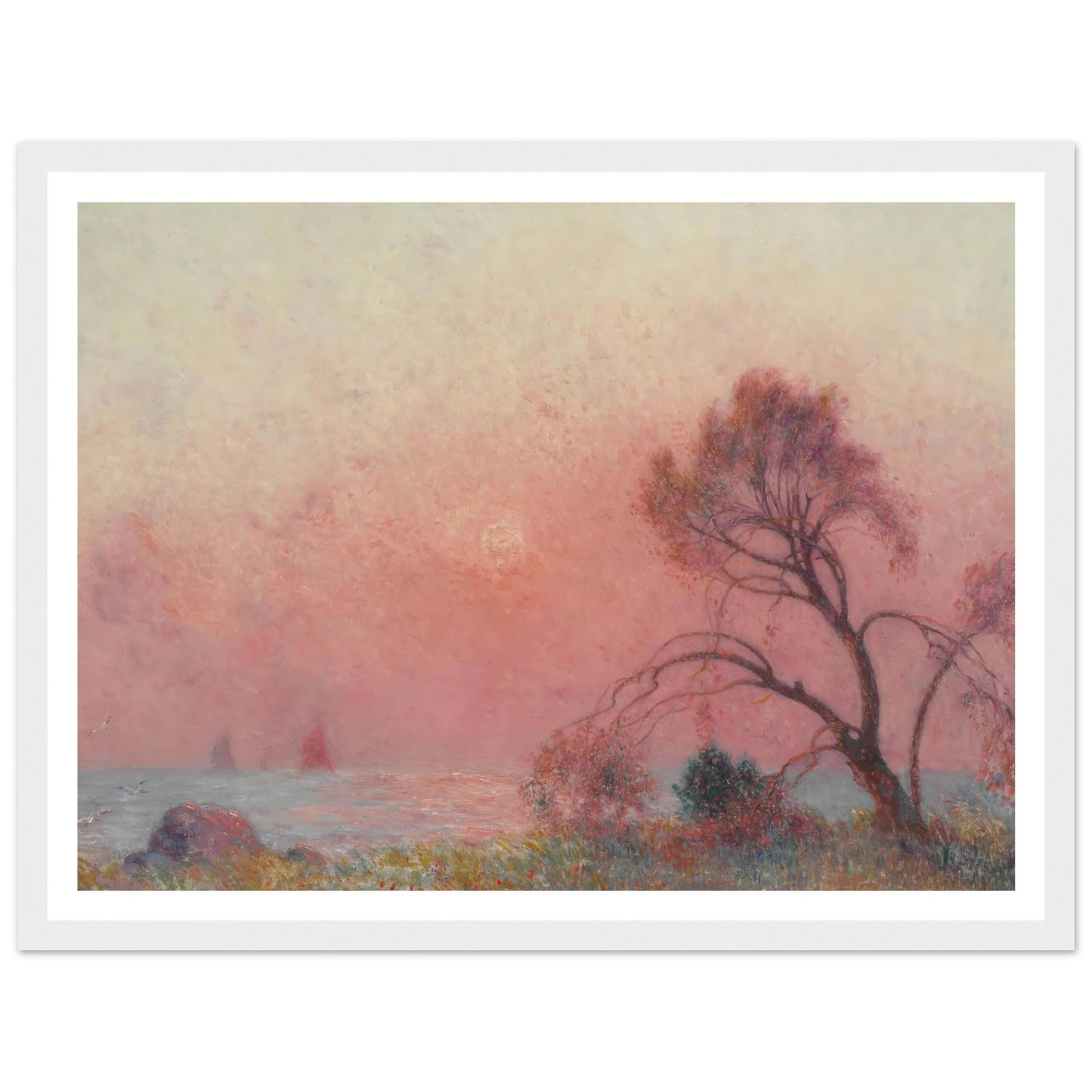 Sun Setting Over the Sea Art Print | Ferdinand du Puigaudeau - Framed Poster - 30x40 cm / 12x16″ - Black frame