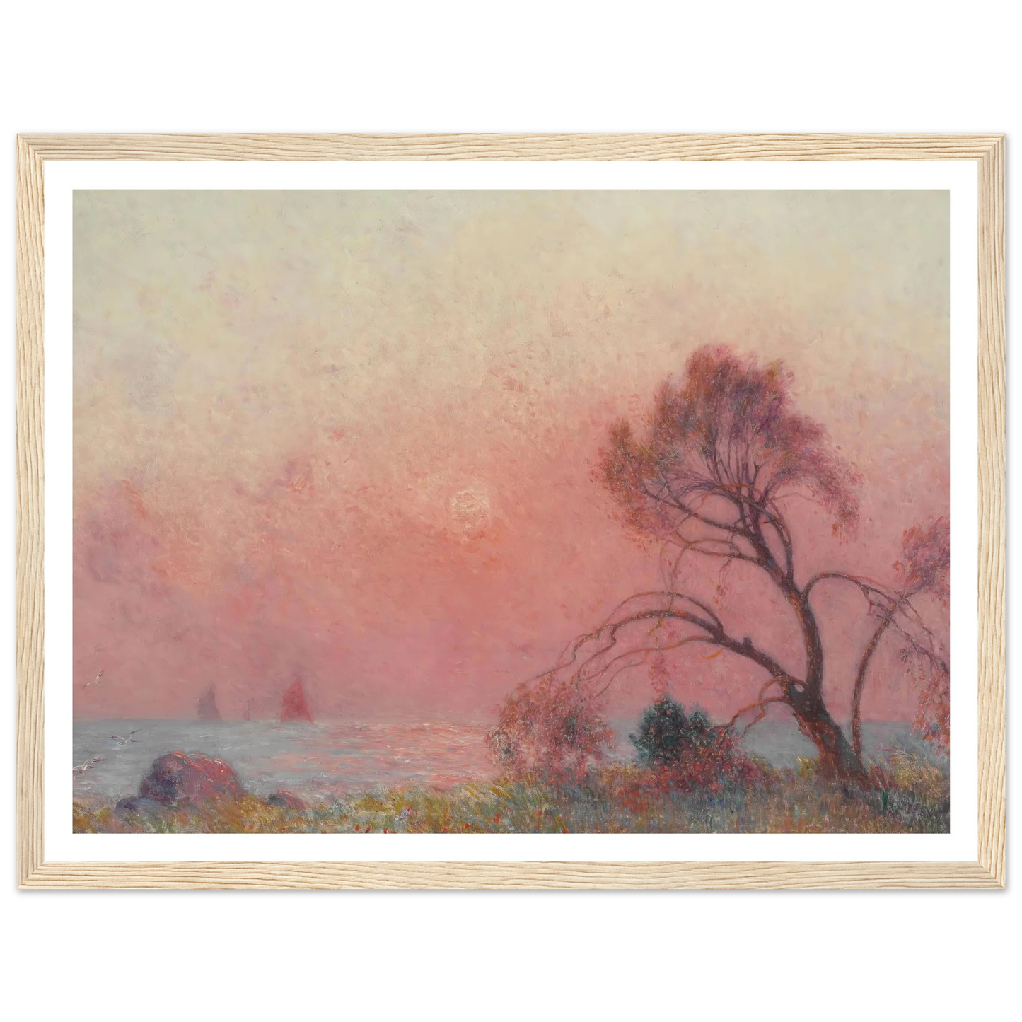 Sun Setting Over the Sea Art Print | Ferdinand du Puigaudeau - Framed Poster - 30x40 cm / 12x16″ - Black frame