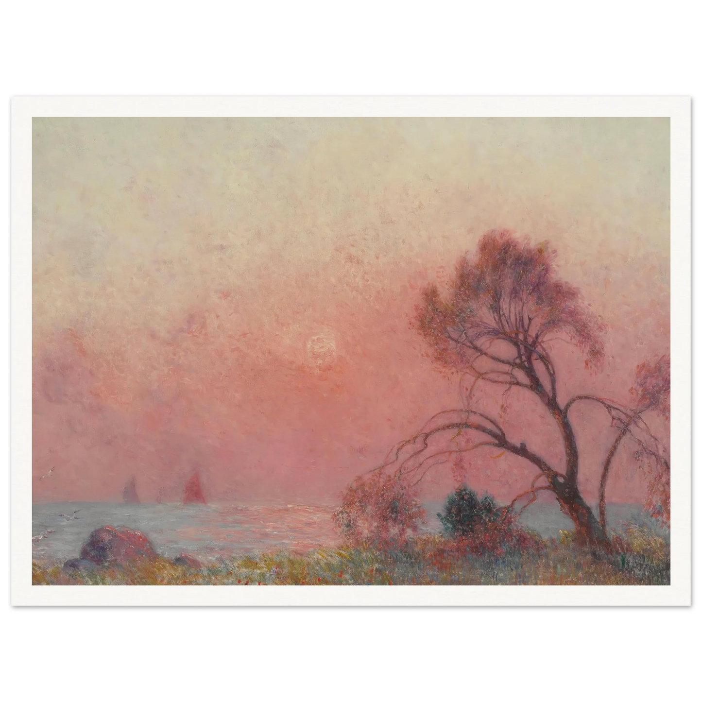 Sun Setting Over the Sea Art Print | Ferdinand du Puigaudeau - Framed Poster - 30x40 cm / 12x16″ - Black frame
