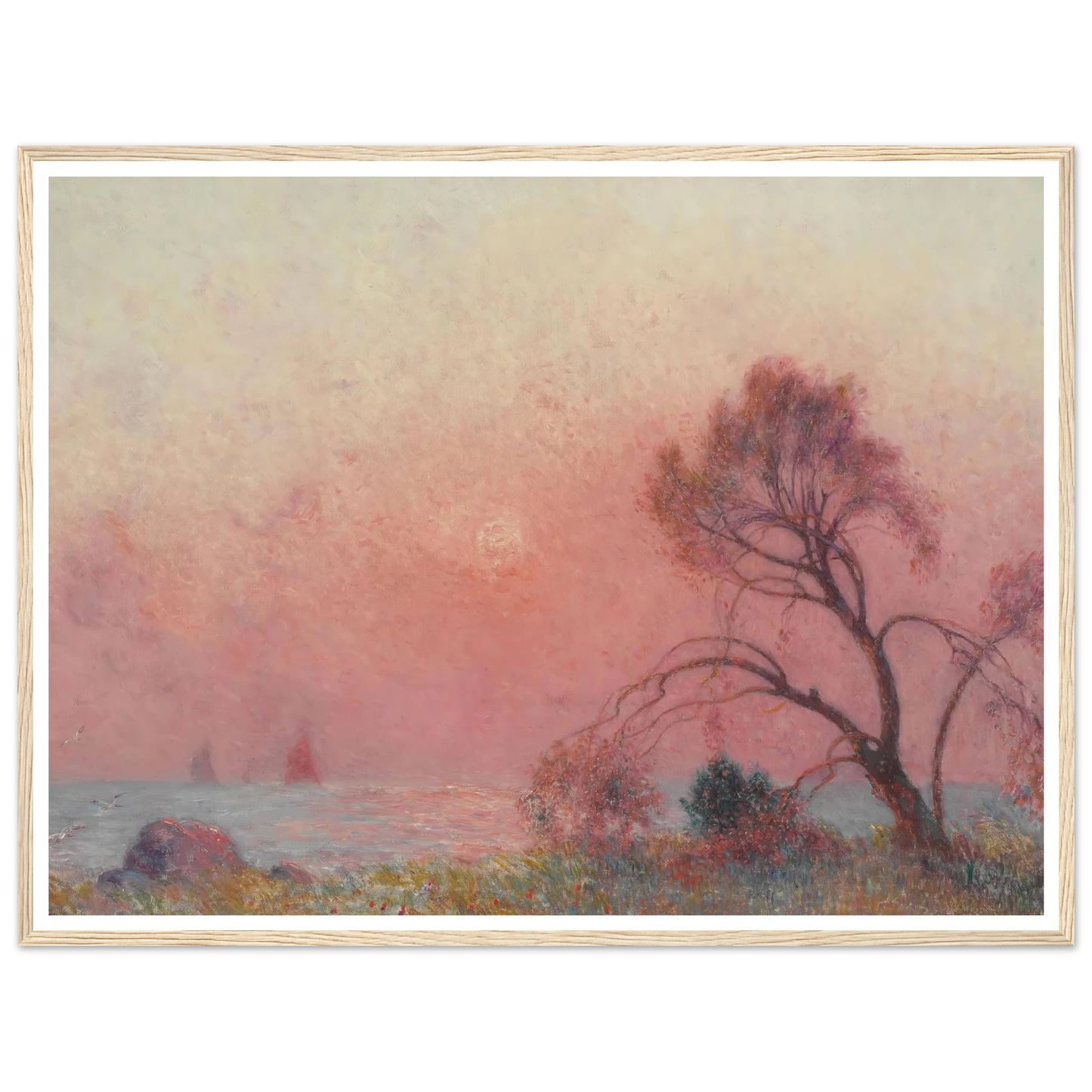 Sun Setting Over the Sea Art Print | Ferdinand du Puigaudeau - Framed Poster - 30x40 cm / 12x16″ - Black frame