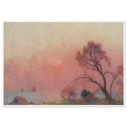 Sun Setting Over the Sea Art Print | Ferdinand du Puigaudeau - Framed Poster - 30x40 cm / 12x16″ - Black frame