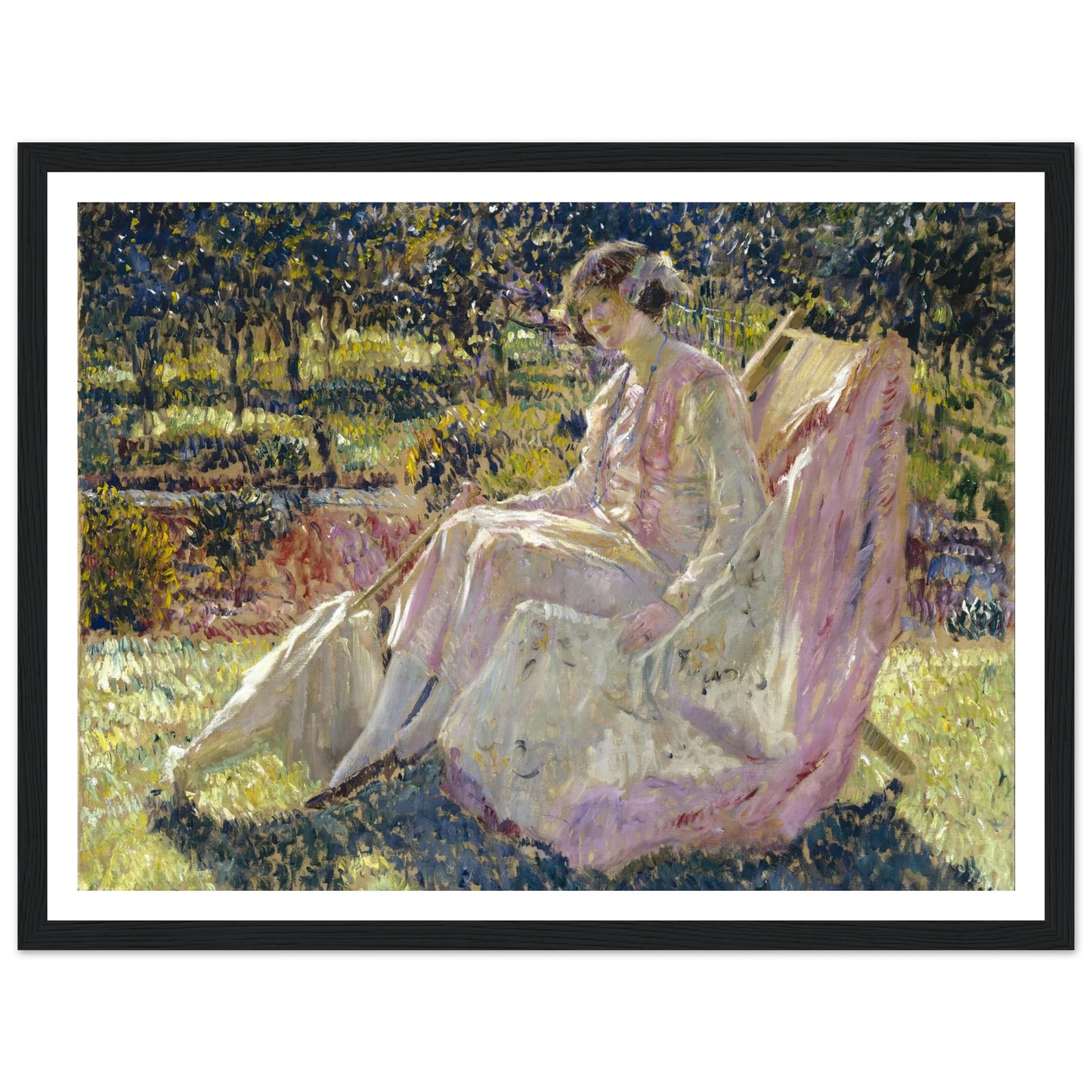 Sunbath (1908-1918) Art Print | Frederick Carl Frieseke - Framed Poster - 30x40 cm / 12x16″ - Black frame
