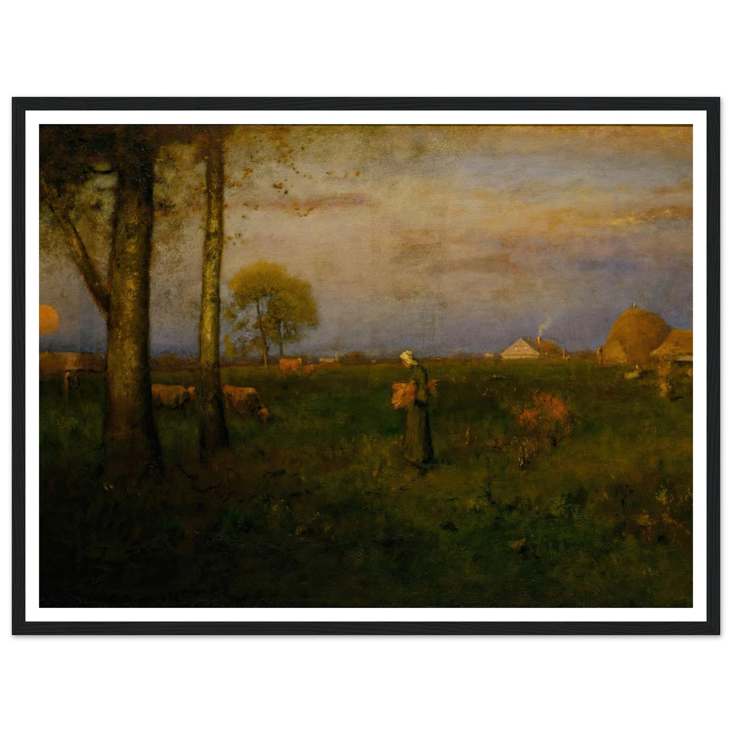 Sundown (1884) Art Print | George Inness - Framed Poster - 30x40 cm / 12x16″ - Black frame