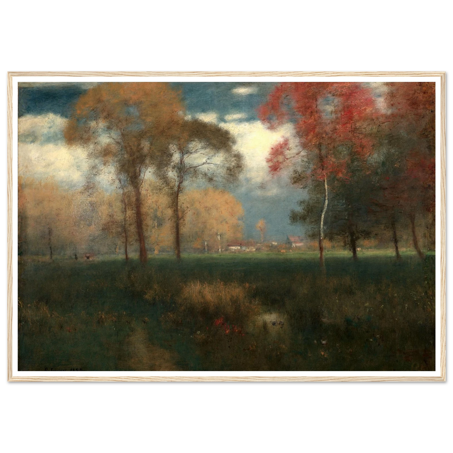 Sunny Autumn Day (1892) Art Print | George Inness - Framed Poster - 30x40 cm / 12x16″ - Black frame