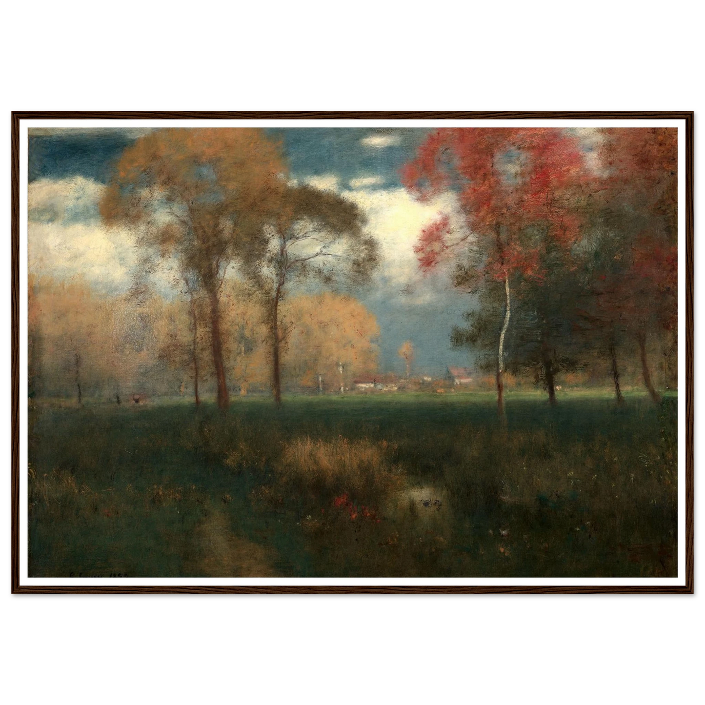 Sunny Autumn Day (1892) Art Print | George Inness - Framed Poster - 30x40 cm / 12x16″ - Black frame