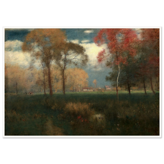 Sunny Autumn Day (1892) Art Print | George Inness - Framed Poster - 30x40 cm / 12x16″ - Black frame