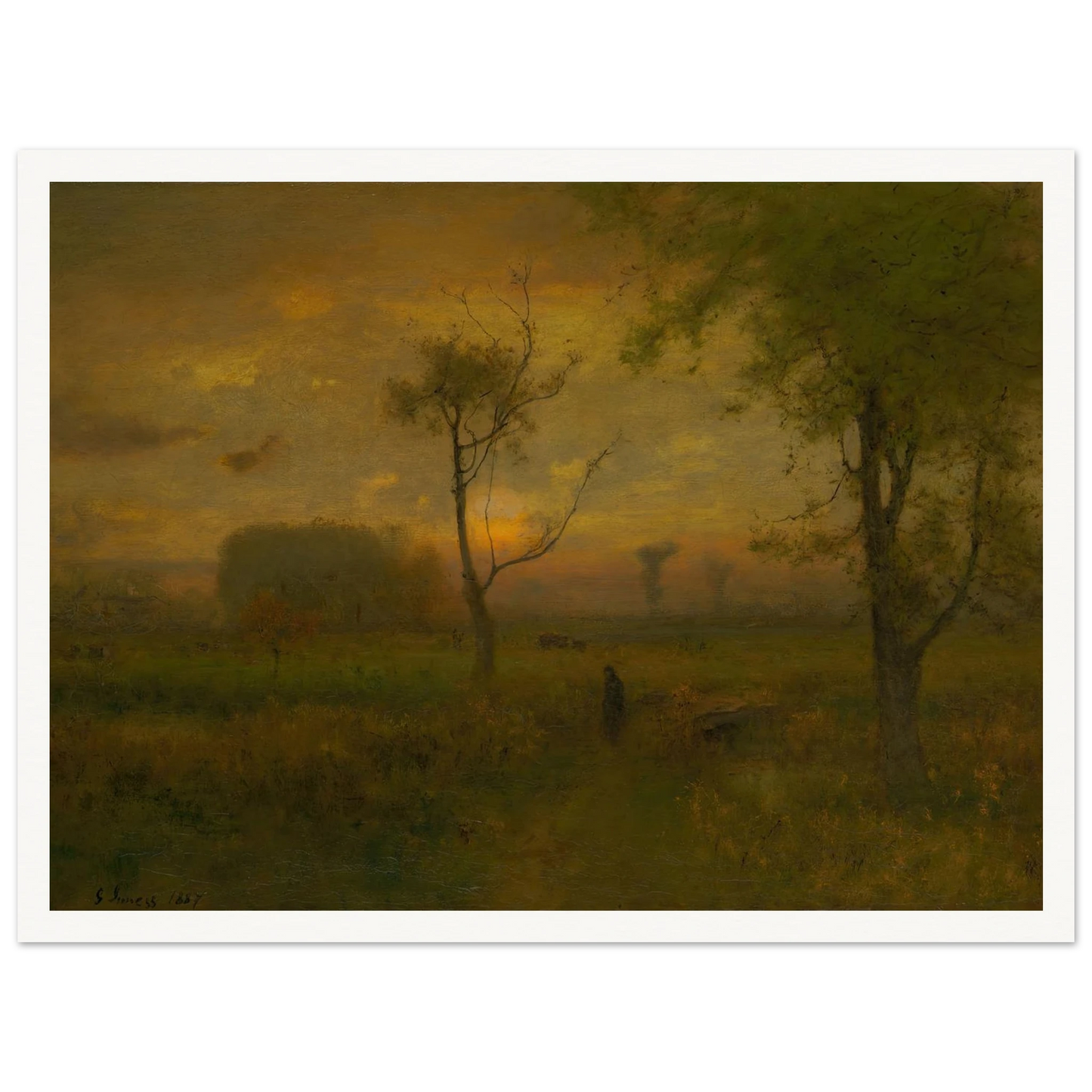 Sunrise (1887) Art Print | George Inness - Framed Poster - 30x40 cm / 12x16″ - Black frame