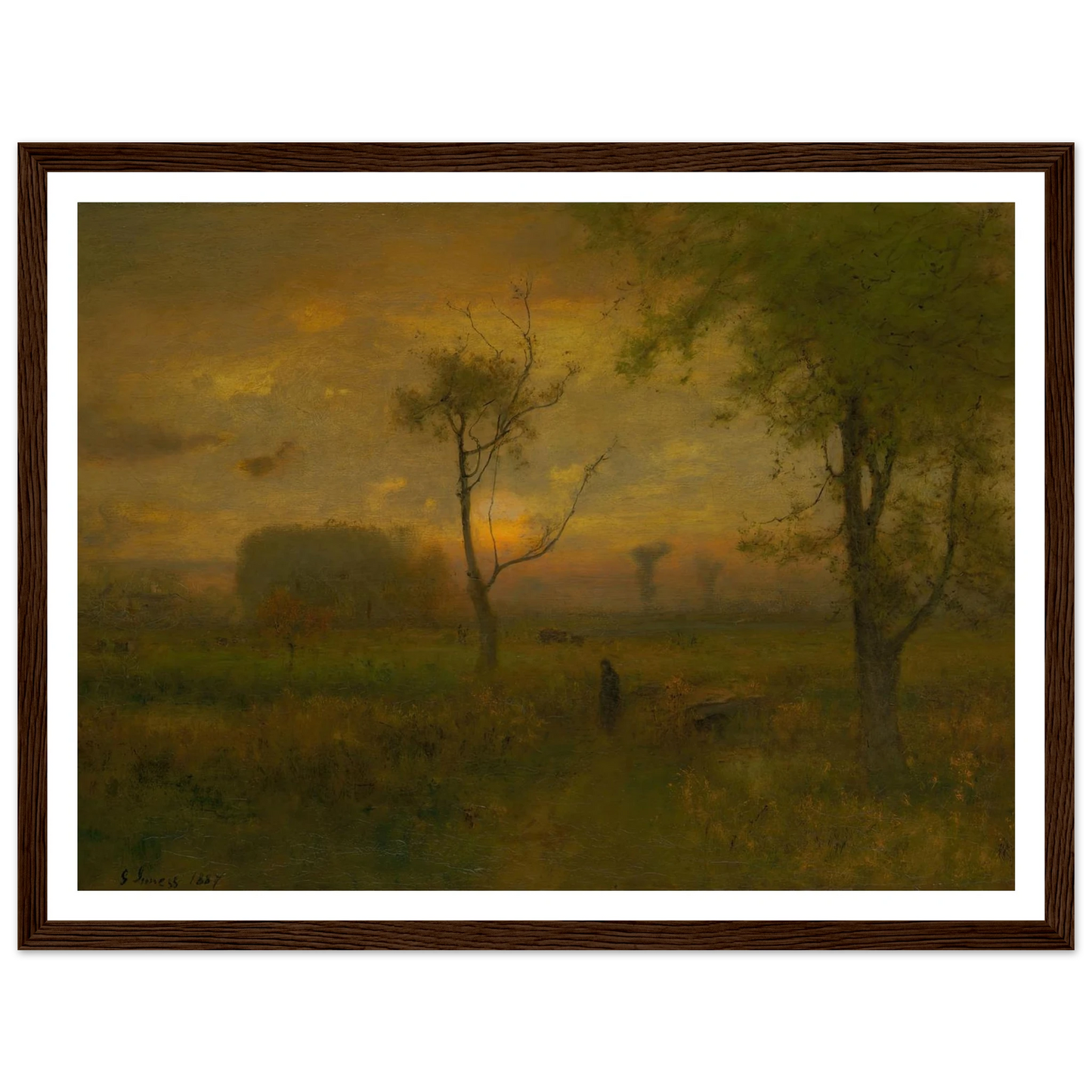 Sunrise (1887) Art Print | George Inness - Framed Poster - 30x40 cm / 12x16″ - Black frame