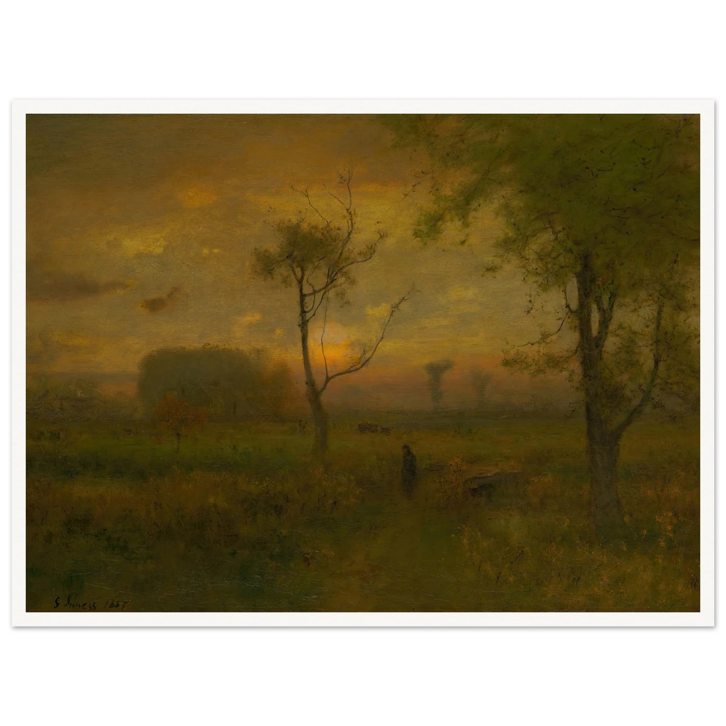Sunrise (1887) Art Print | George Inness - Framed Poster - 30x40 cm / 12x16″ - Black frame