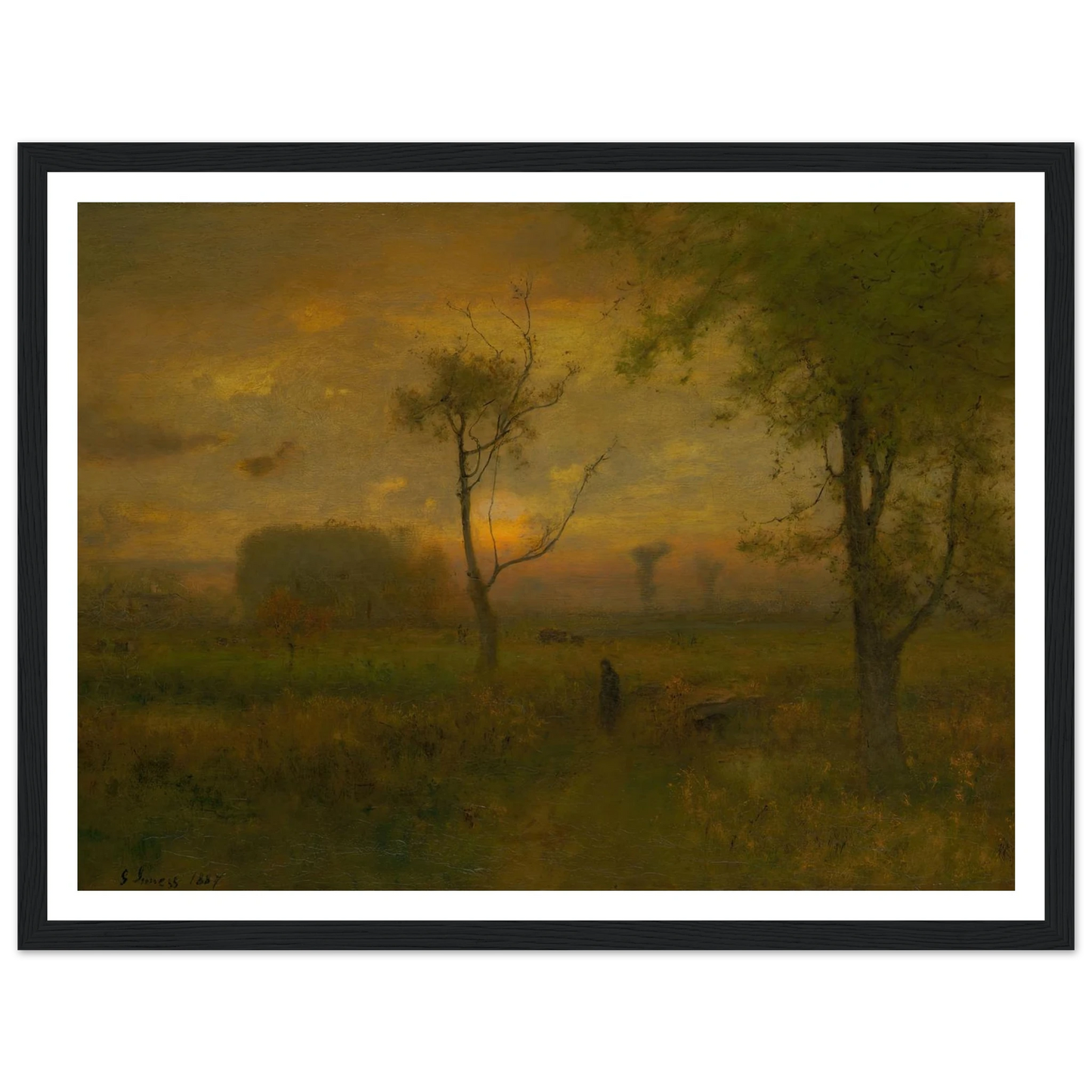 Sunrise (1887) Art Print | George Inness - Framed Poster - 30x40 cm / 12x16″ - Black frame