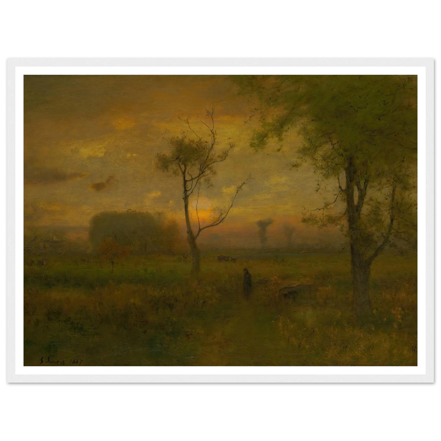 Sunrise (1887) Art Print | George Inness - Framed Poster - 30x40 cm / 12x16″ - Black frame