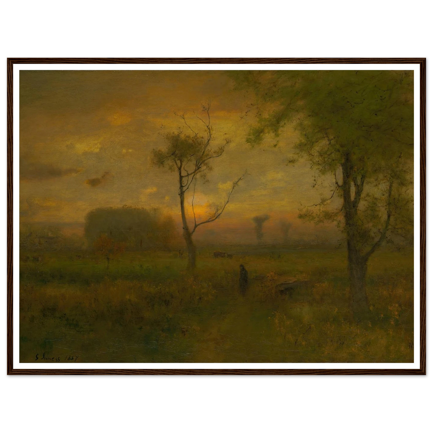 Sunrise (1887) Art Print | George Inness - Framed Poster - 30x40 cm / 12x16″ - Black frame
