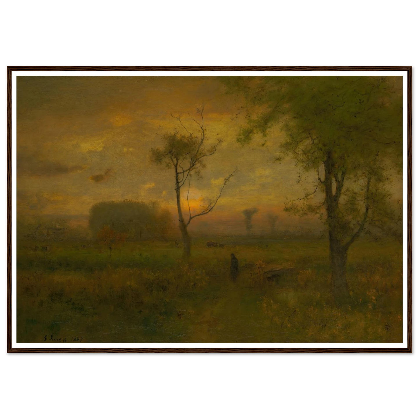 Sunrise (1887) Art Print | George Inness - Framed Poster - 30x40 cm / 12x16″ - Black frame
